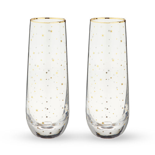 Starry Night Stemless Champagne Glasses, Set of 2