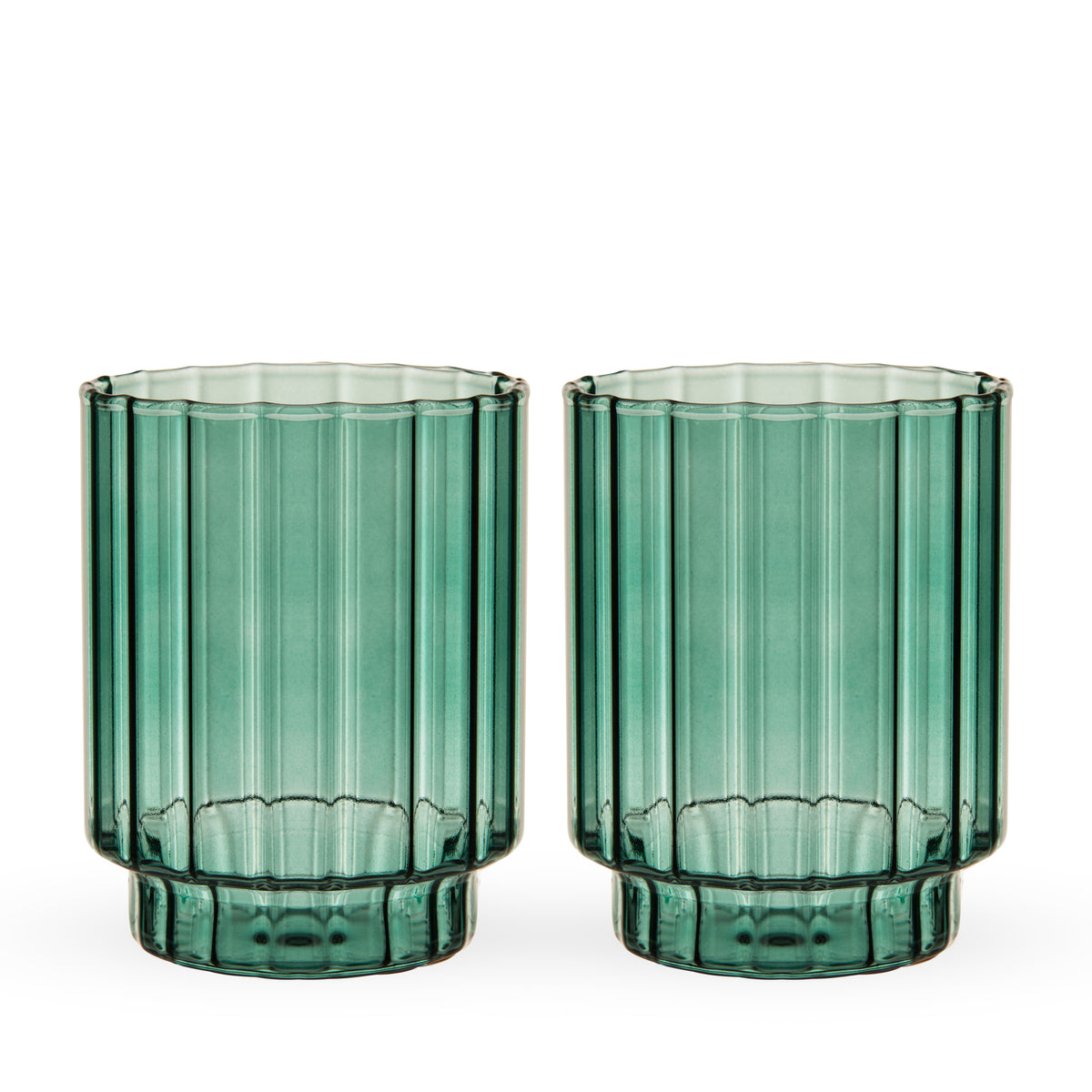 Twine Malachite Optic Glass Tumblers, Stackable Drinking Glasses