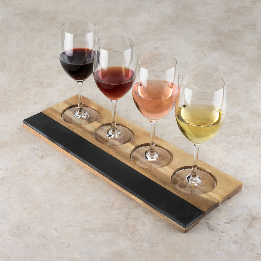 Twine Easy Wine Flight Server, Wine Tasting Carrier Board, Holds 4