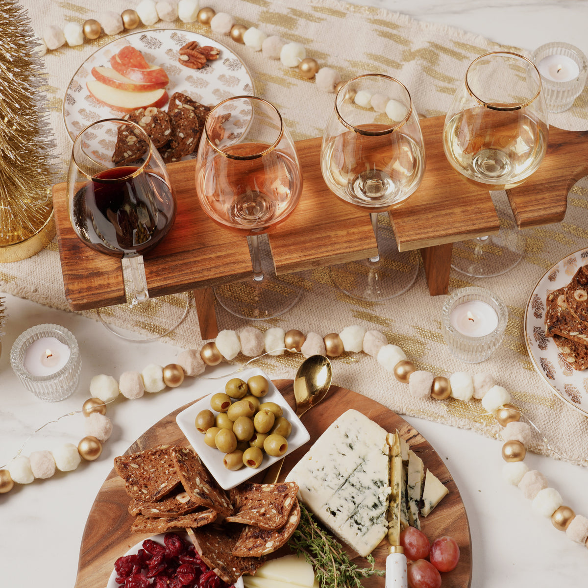 Twine Easy Wine Flight Server, Wine Tasting Carrier Board, Holds 4