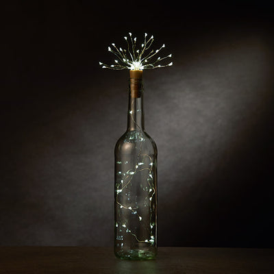 CHARMING TWINKLE LIGHTS - Once it’s empty, turn your favorite wine or liquor bottle into a beautiful centerpiece with our Starlight Bottle String Lights. Just pop the faux cork into an empty 750 ml bottle to fill it with 3 ft of 60 twinkling lights.