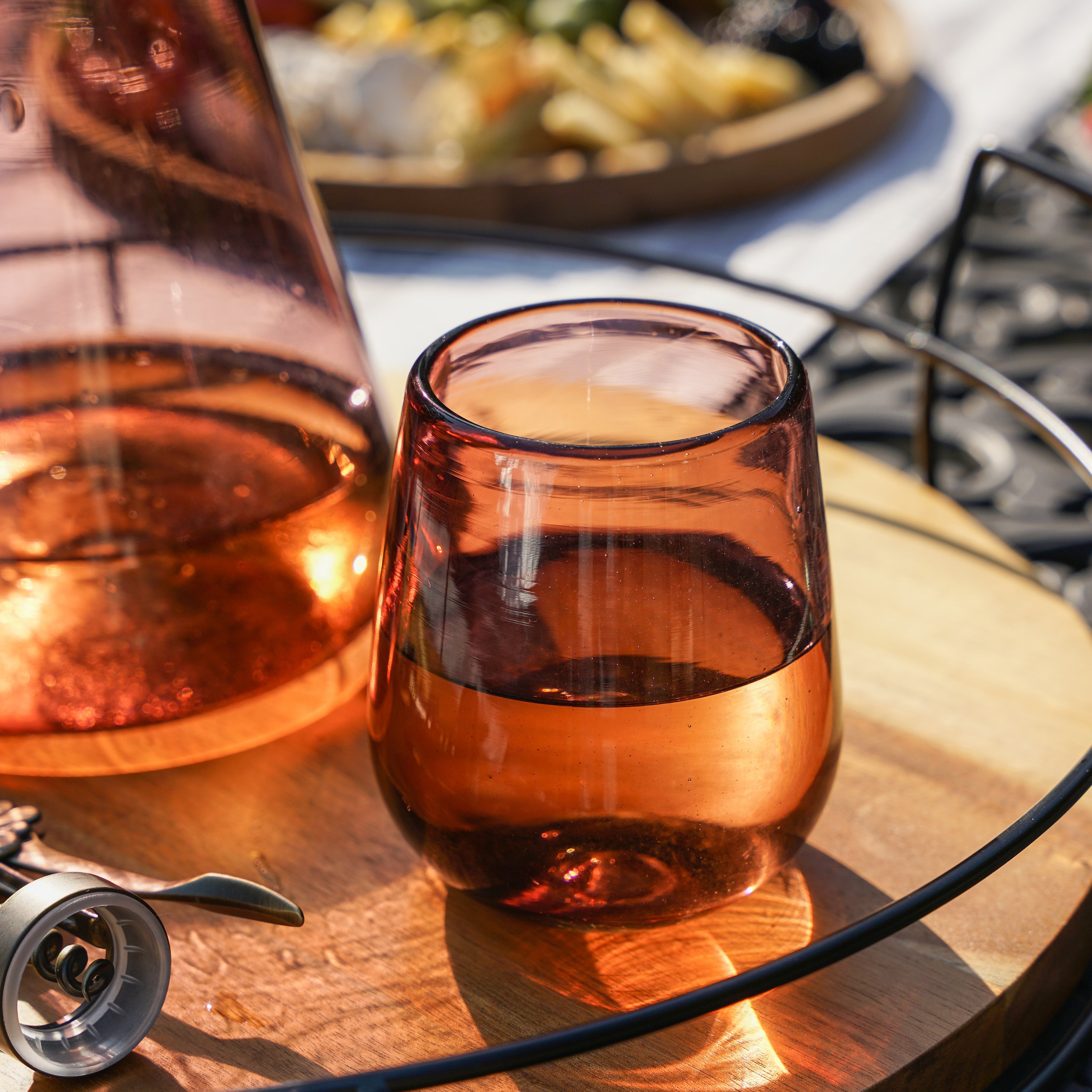 Segunda Vida Rosado Hand Blown Wine Glasses, Recycled Mexican Segunda Vida Rosado Hand Blown Wine Glasses, Recycled Mexican