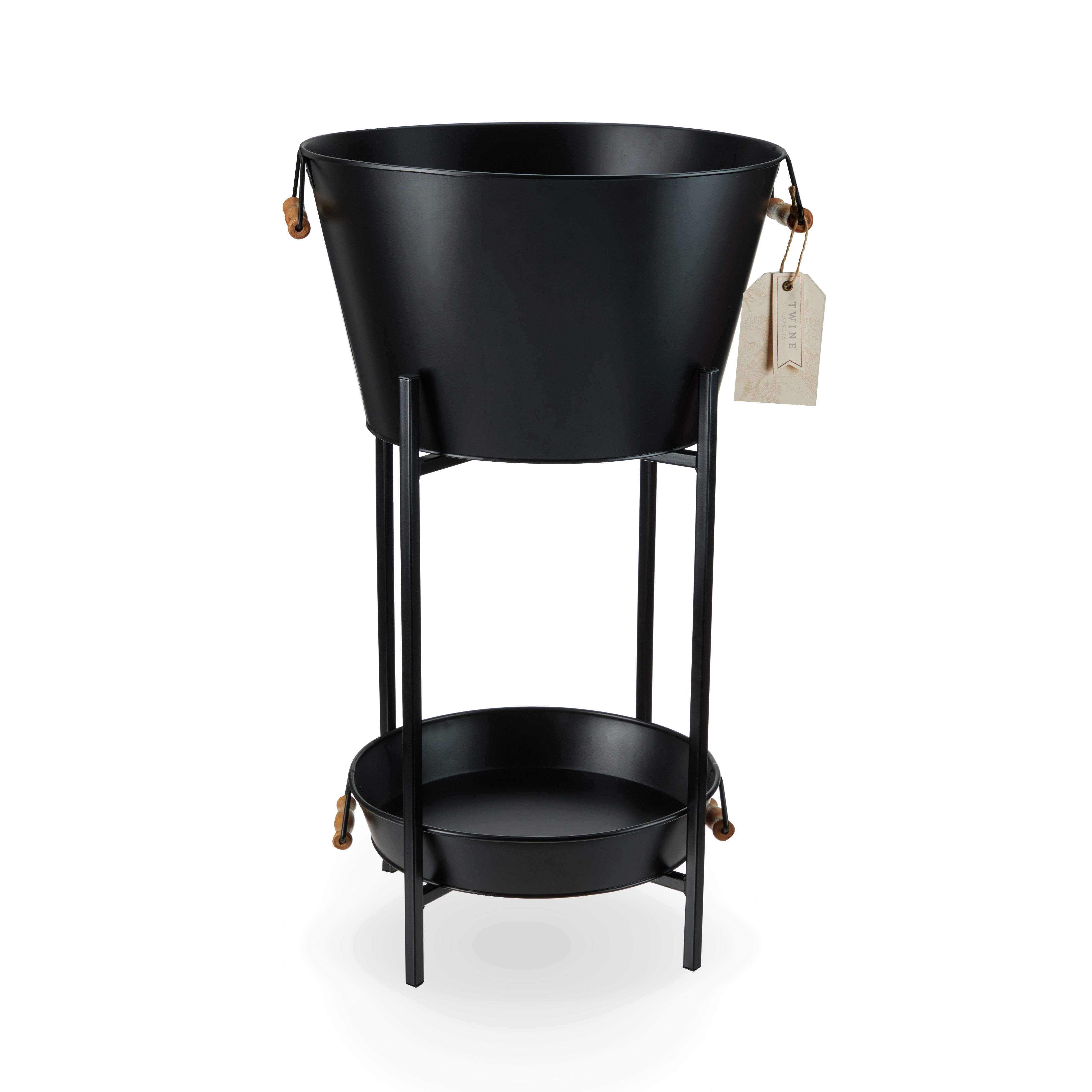 Beverage Tub with Stand & Tray in Black - Thumbnail 2