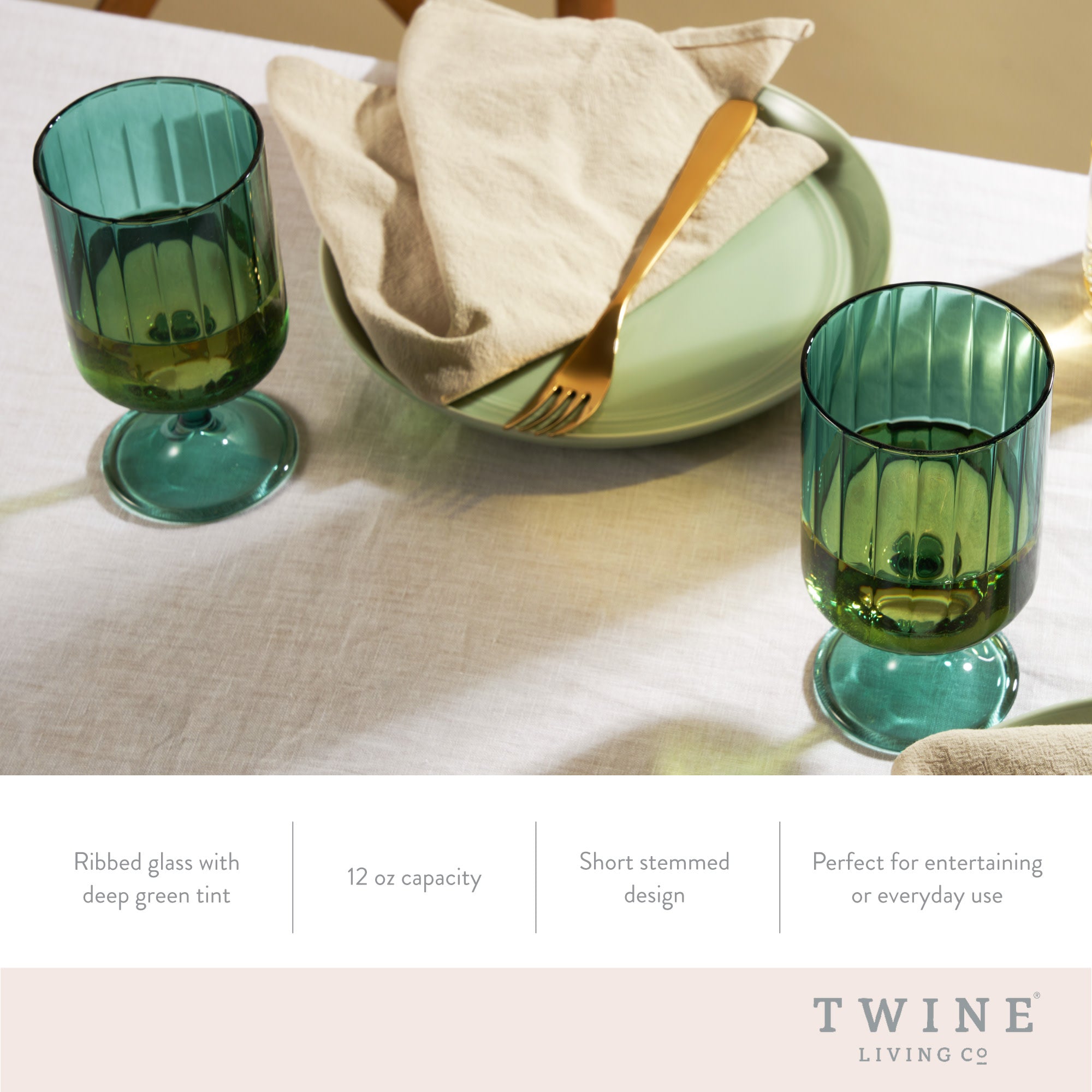 Malachite Stemmed Optic Tumblers, Set of 2 - Thumbnail 5
