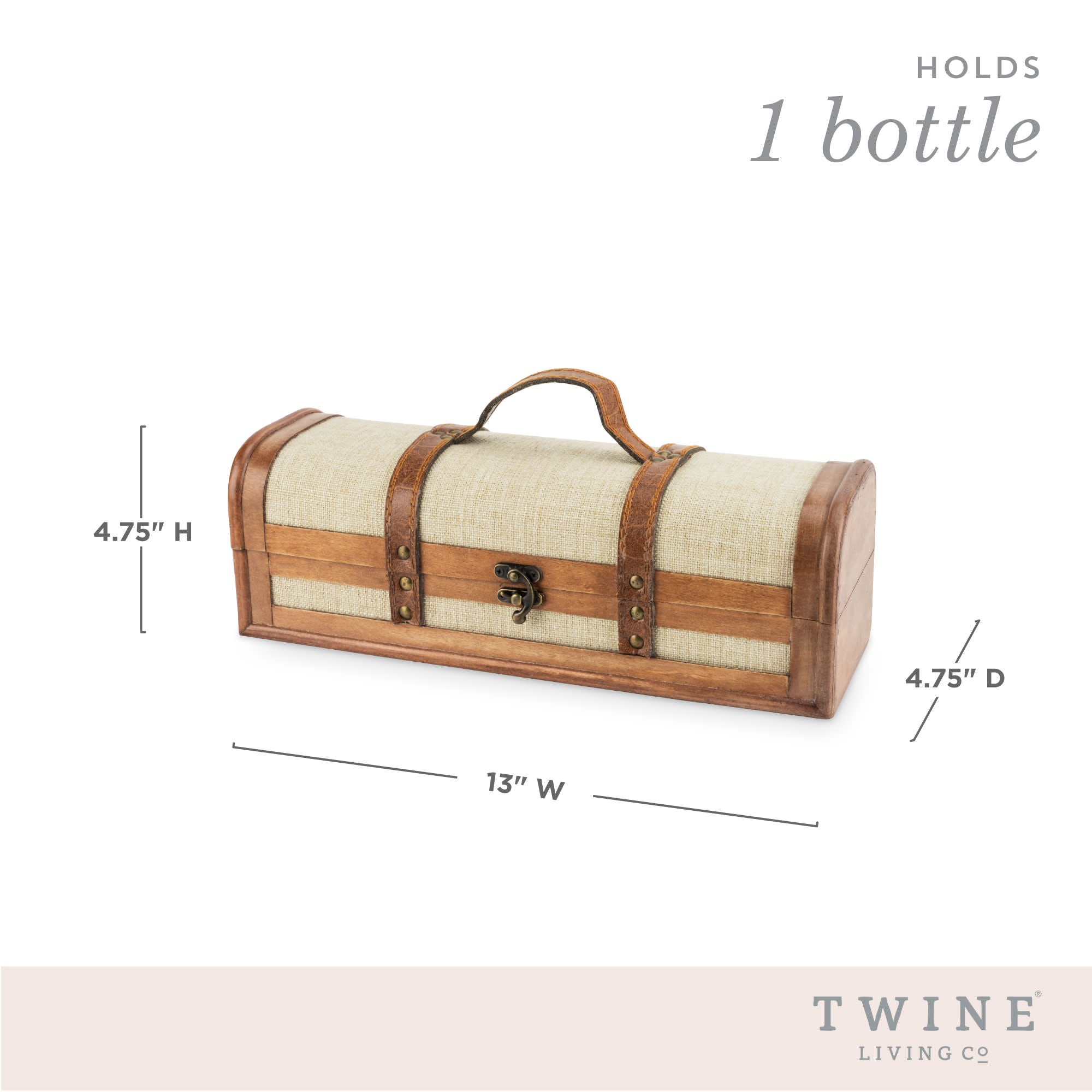 One Bottle Vintage Striped Trunk Wine Box - Thumbnail 2