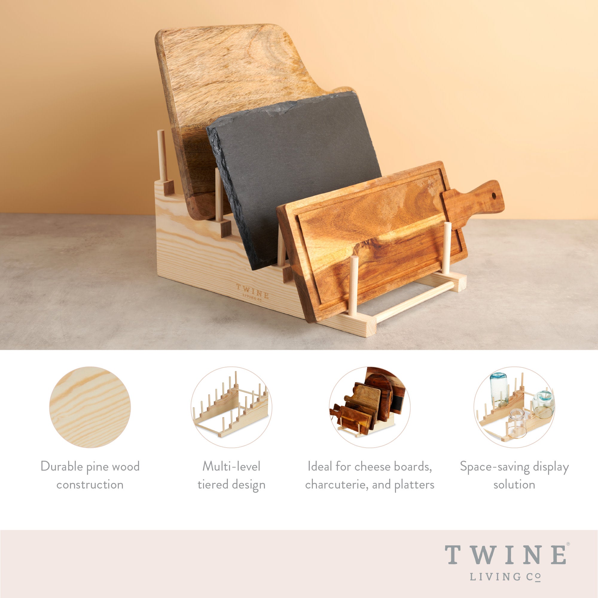 Tiered Pine Cheese Board Display - Thumbnail 5