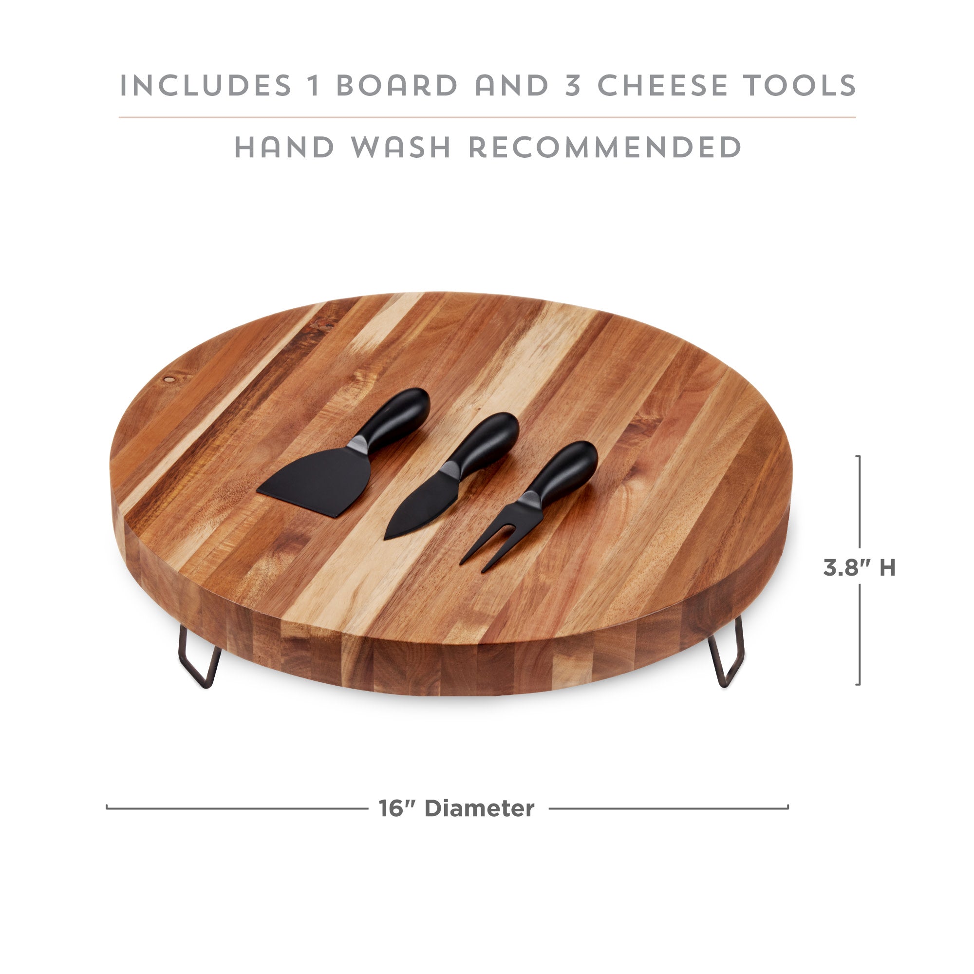 Acacia Footed Cheese Board & Knife Set - Thumbnail 3