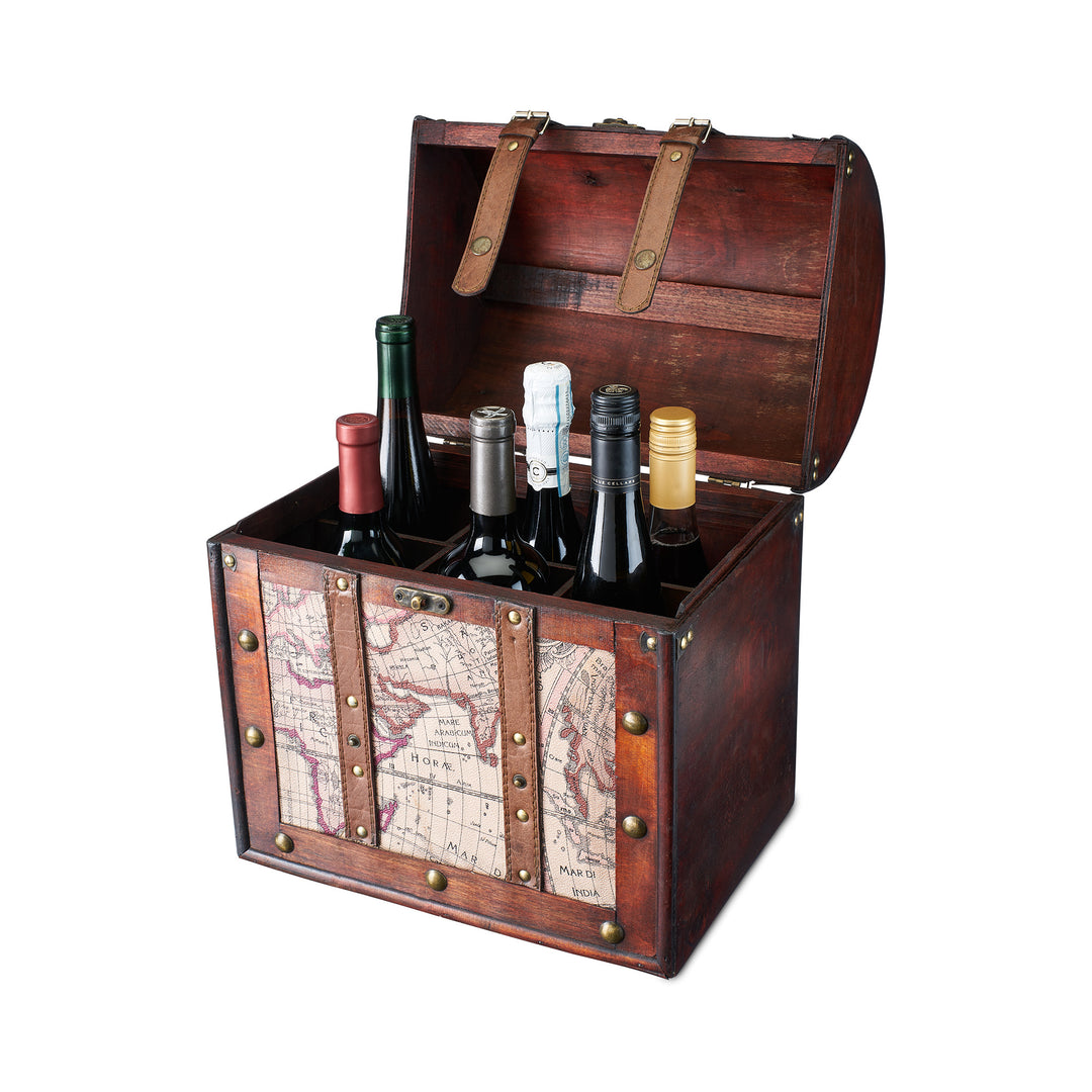 Twine Old World 6 Wooden Wine Bottle Gift Box - Wine Decorative