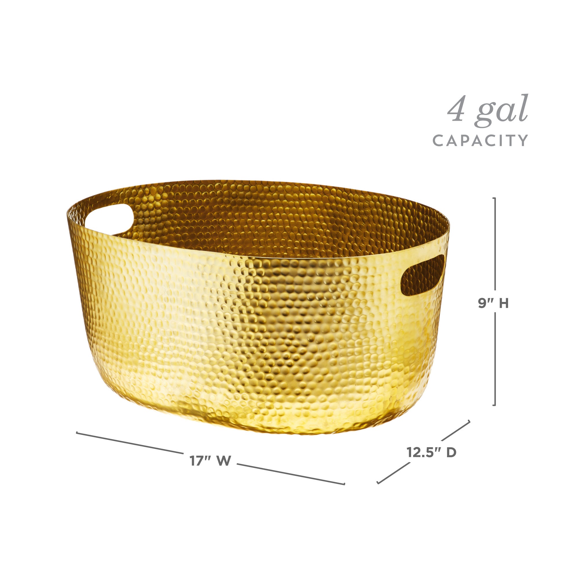 Hammered Metal Tub in Gold - Thumbnail 4