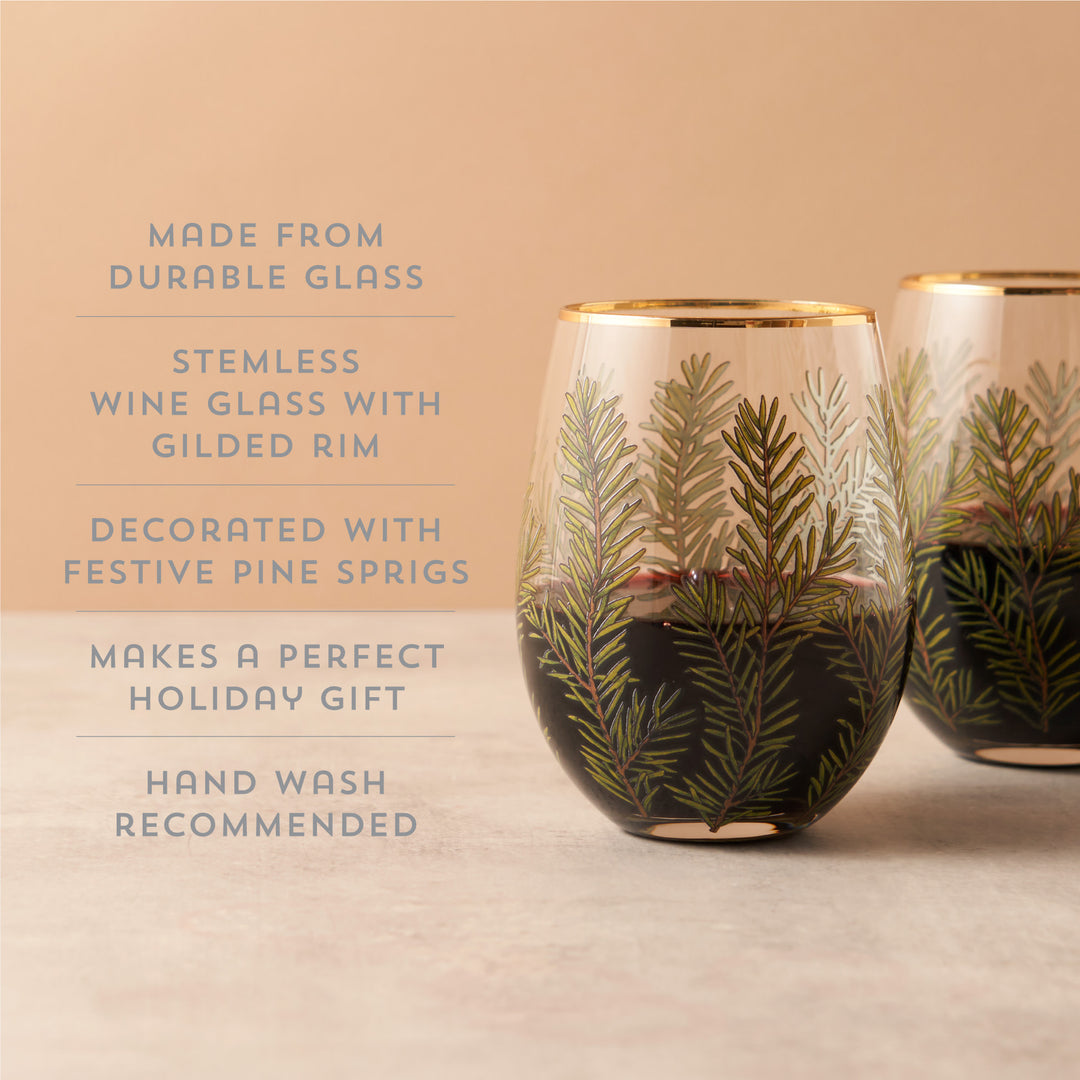 Singhoow 4 Pcs Stemless Wine Glasses - 10oz Gold Raised Dot Design, For Home, Wedding & Parties