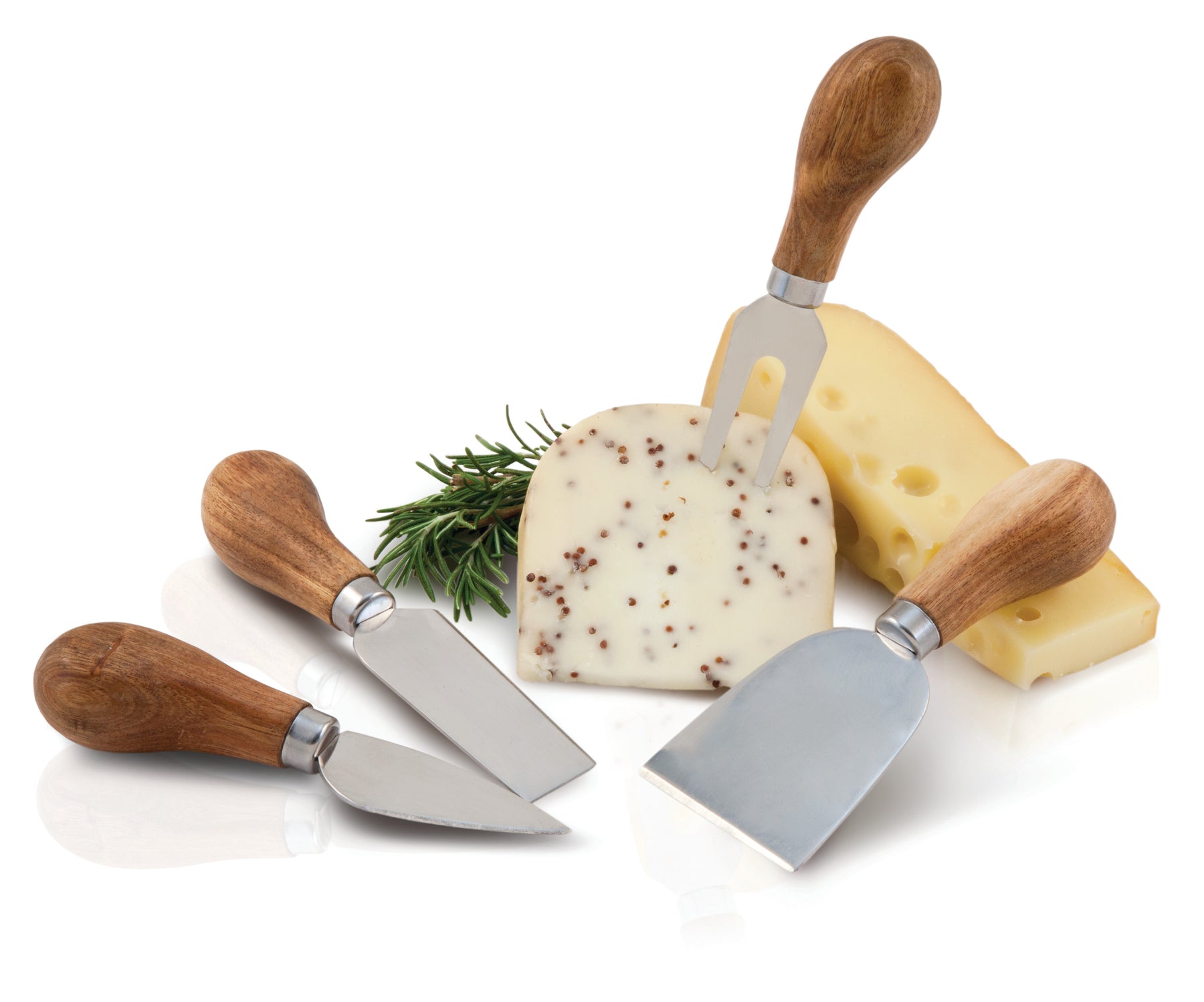 Cheese knife set “Lattevivo” in stainless steel and wood – LEGNOART