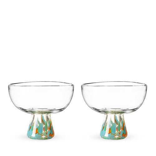 Segunda Vida Viajar Hand-Blown Margarita Glasses, Recycled