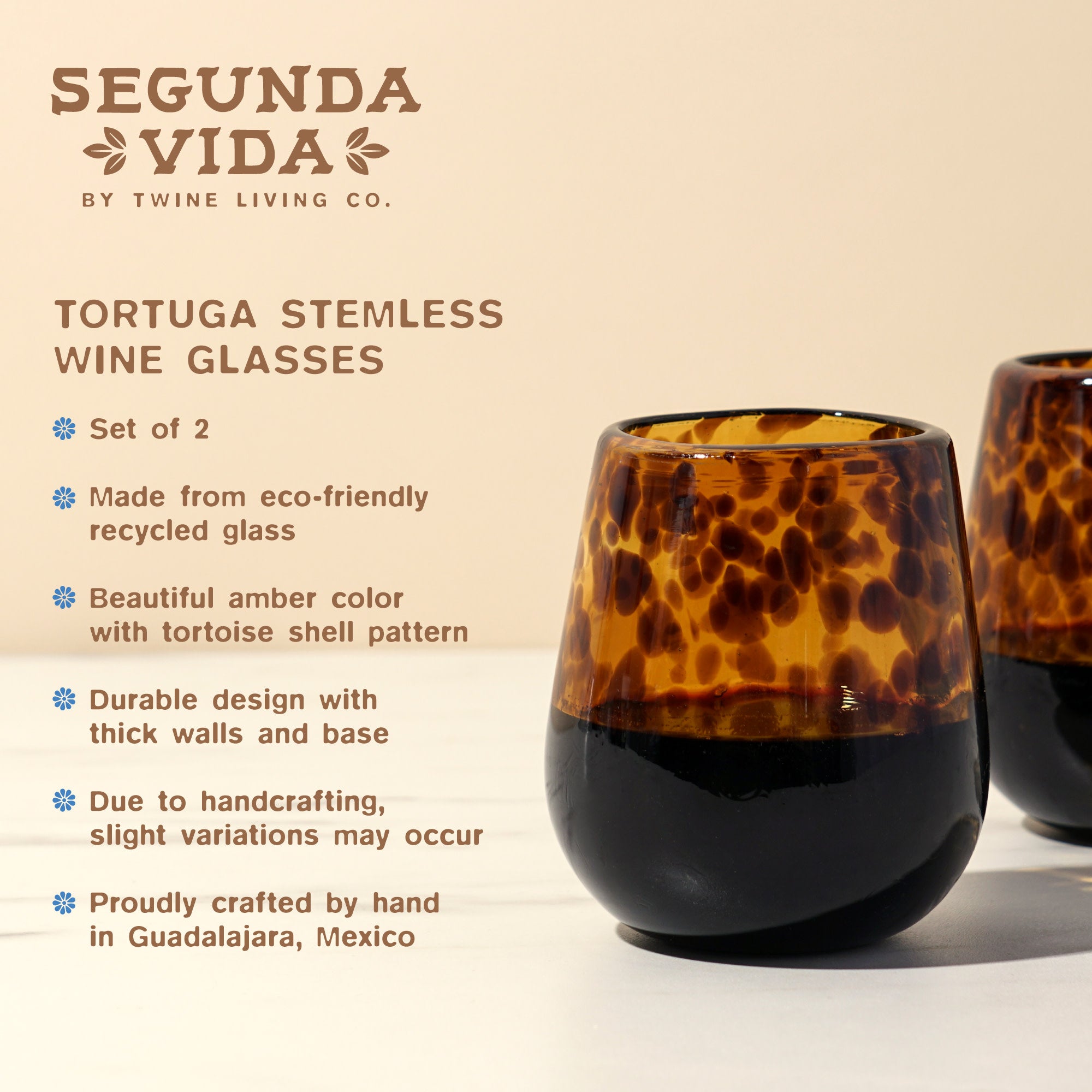 Twine Living Segunda Vida Tortuga Wine Glasses - Thumbnail 5