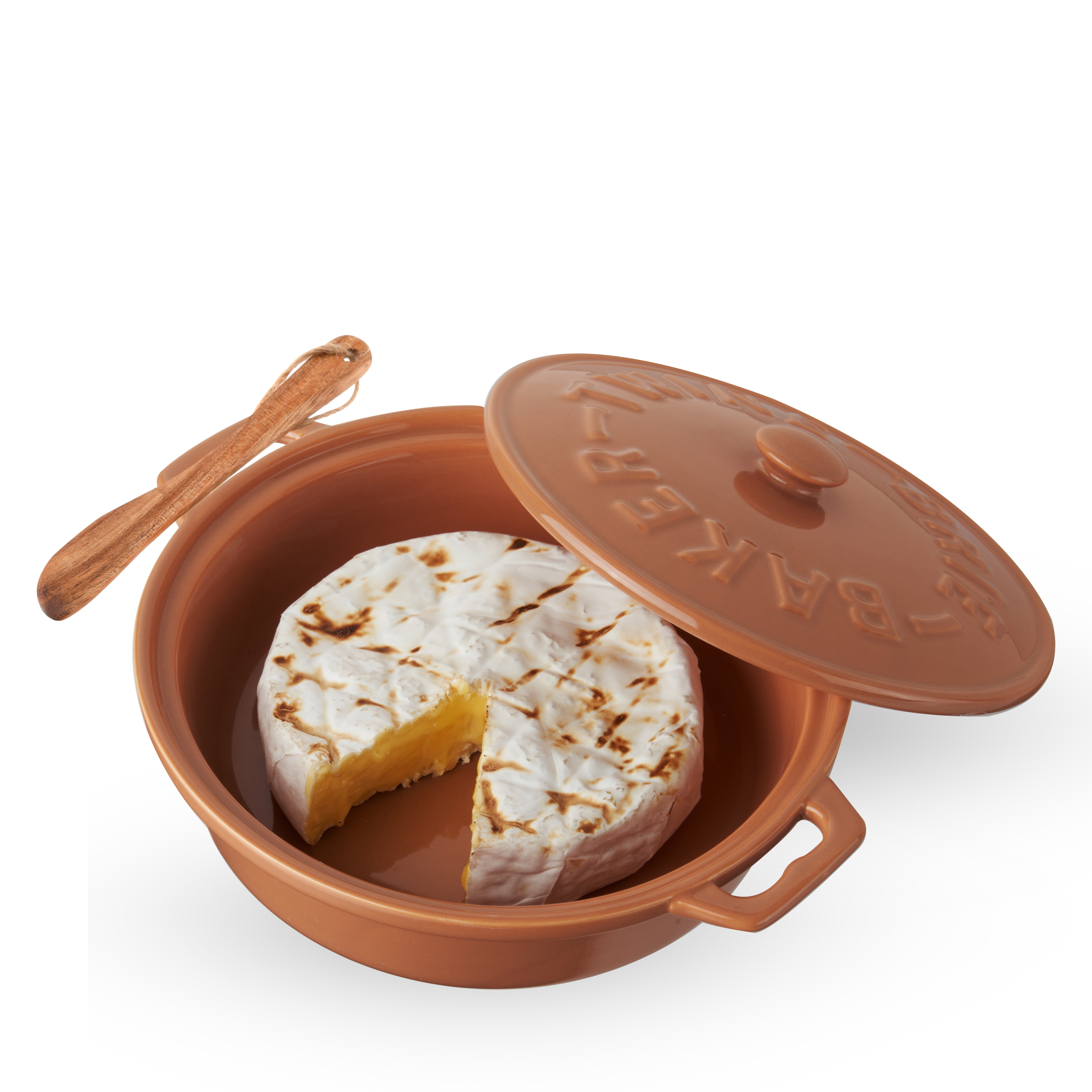 Terra Cotta Brie Baker with Wood Spreader - Thumbnail 2
