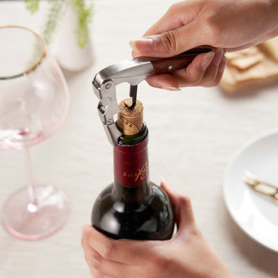 SERRATED FOIL CUTTER – This rosewood-handled wine key comes with a sharp serrated foil cutter that removes foil in seconds. No longer are you left fumbling around while your guests wait, or wrestling with unsightly shredded foil.