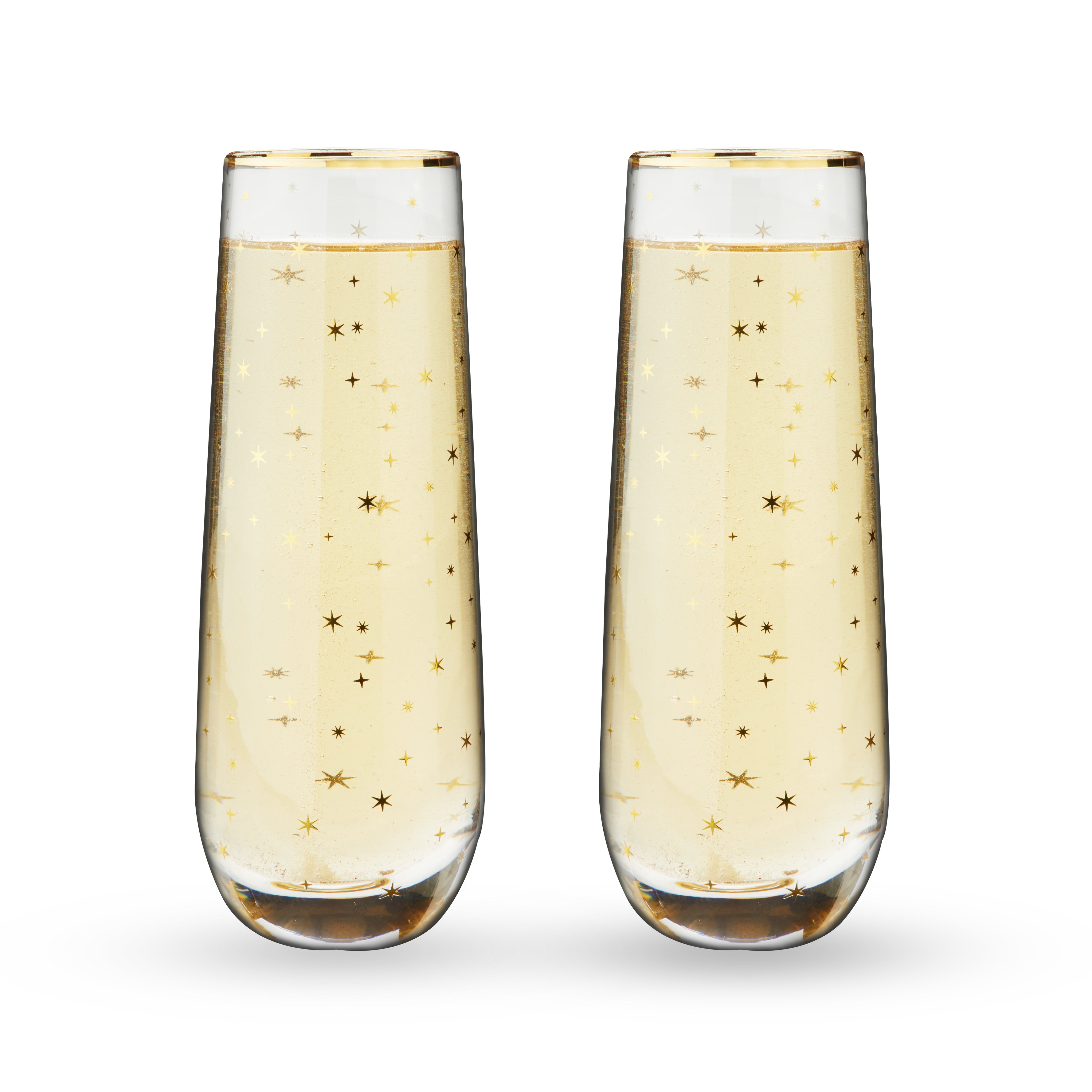 Starlight Stemless Champagne Flutes