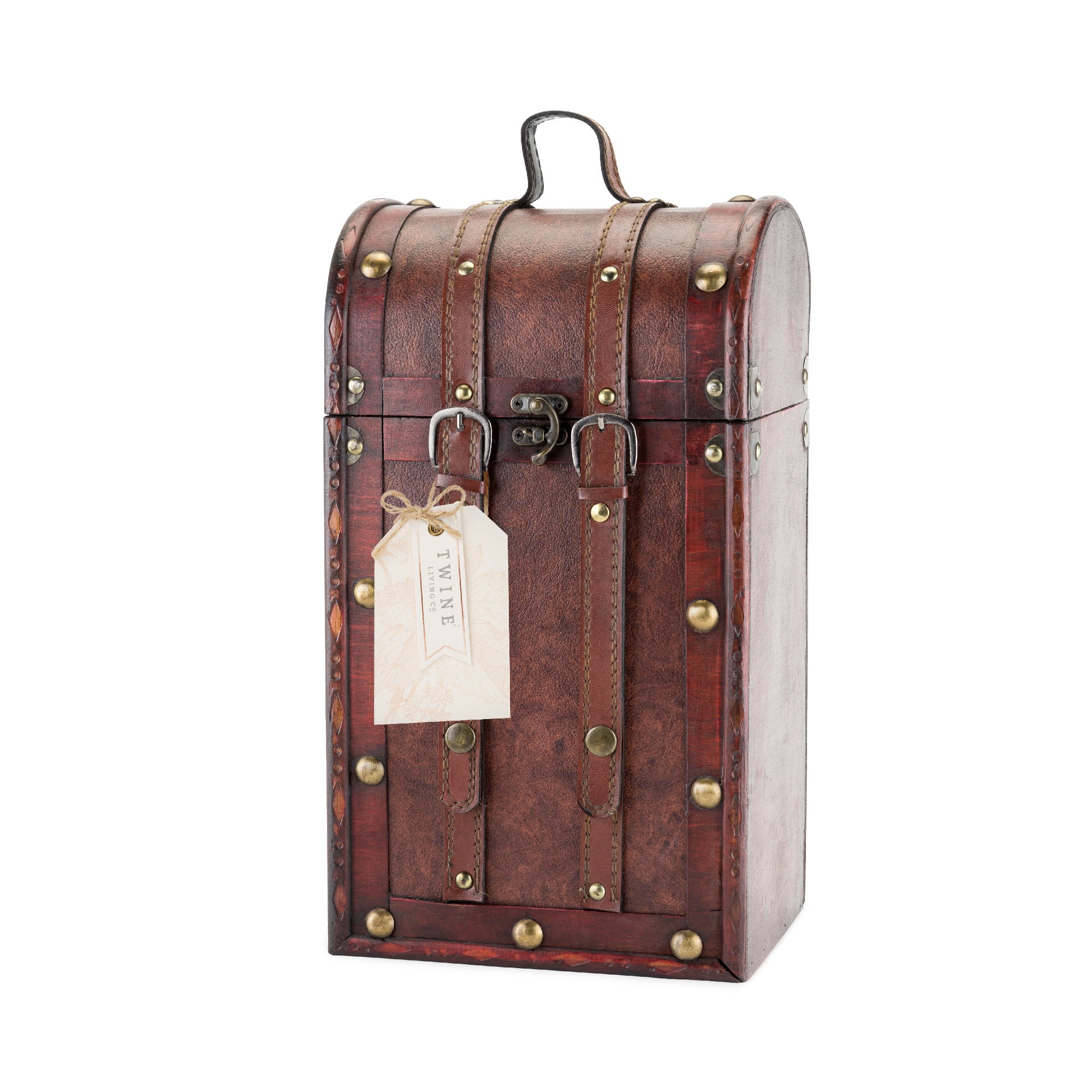 2 Bottle Antique Wooden Wine Box - Thumbnail 2