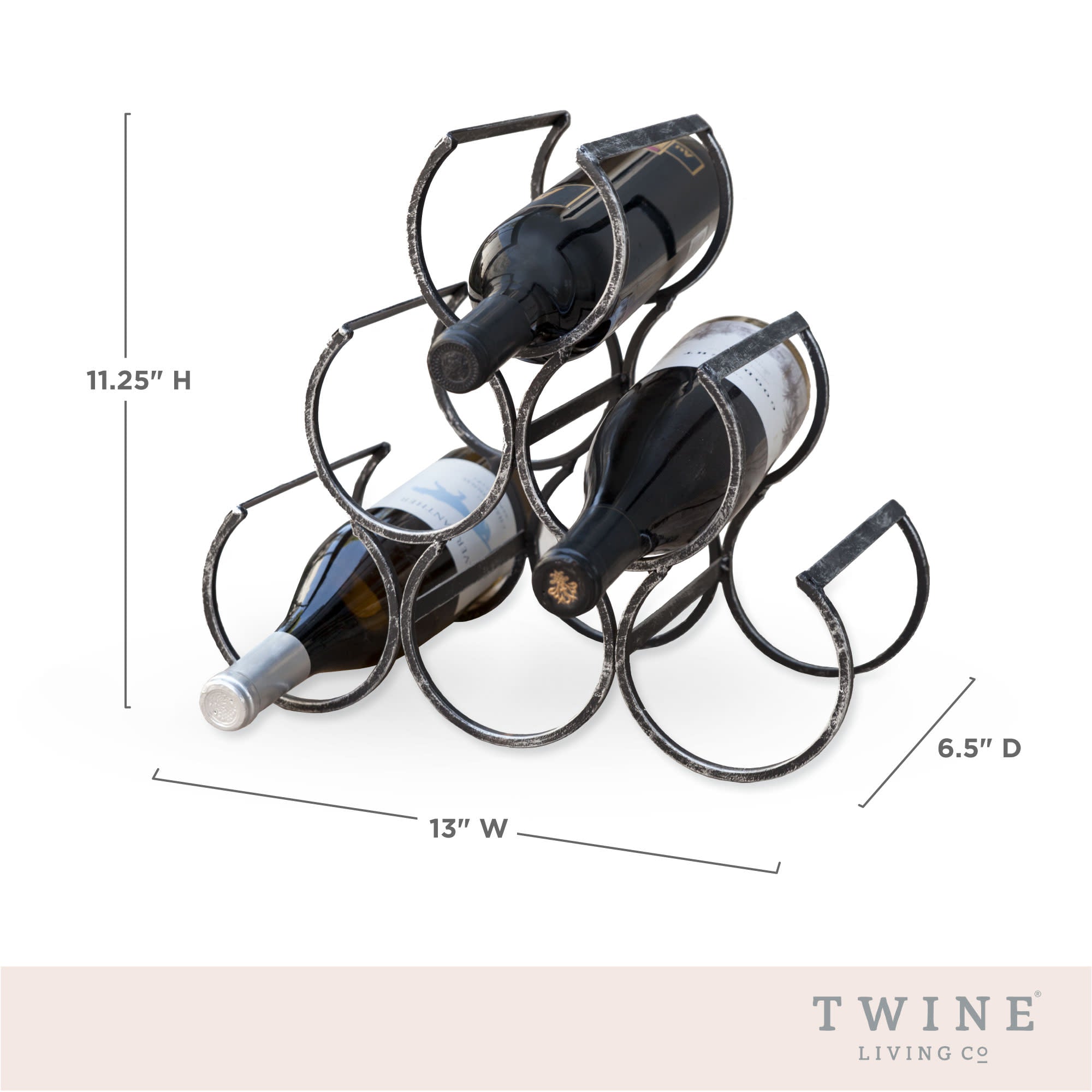 Twine Country Home Metal Wine Rack, Set of 1, Freestanding Twine Country Home Metal Wine Rack, Set of 1, Freestanding