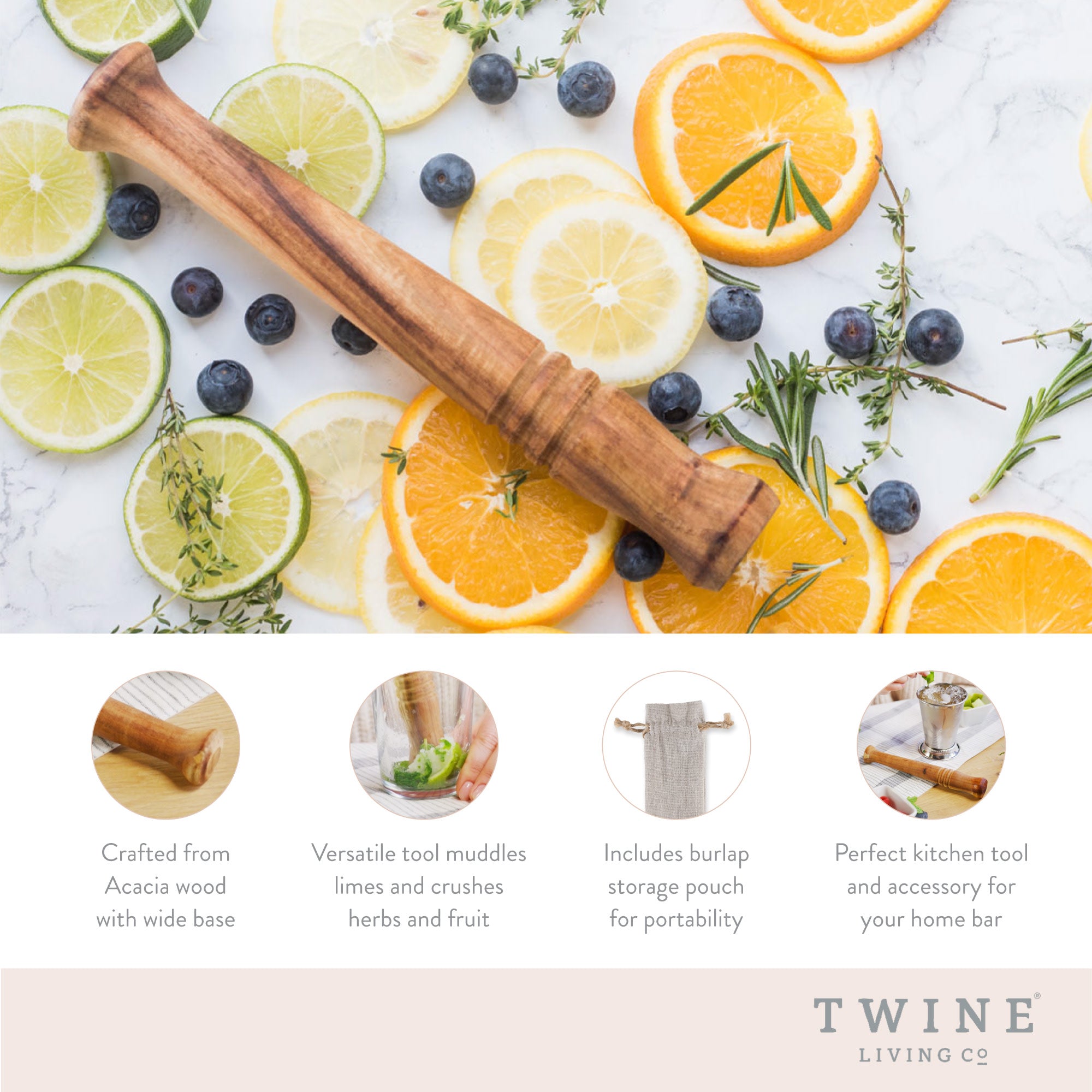 Acacia Wood Muddler - Thumbnail 5