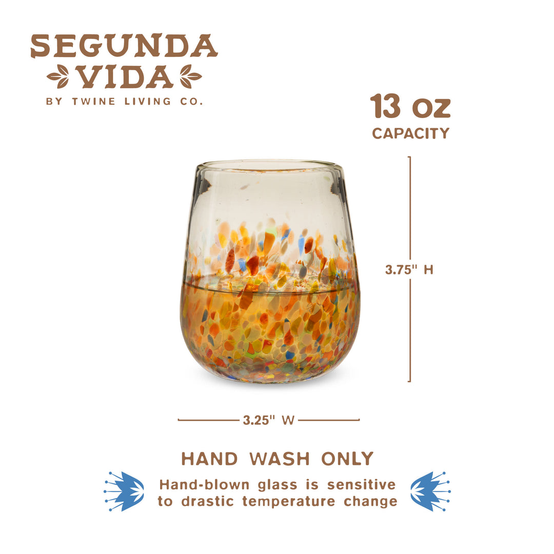 Artistico Recycled Glass Stemless Wine Glasses