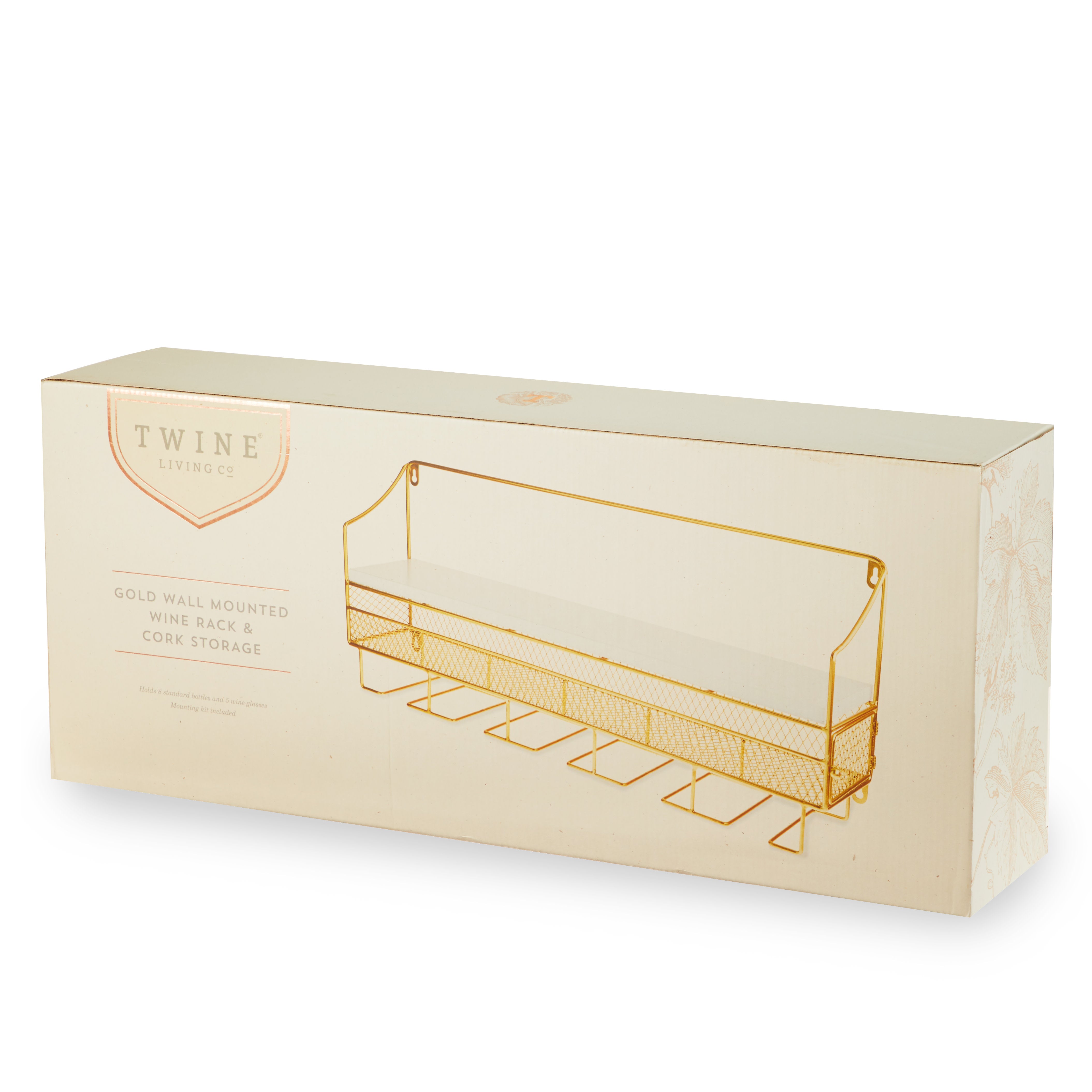 Wall Mounted Wine Rack & Cork Storage in Gold - Thumbnail 5