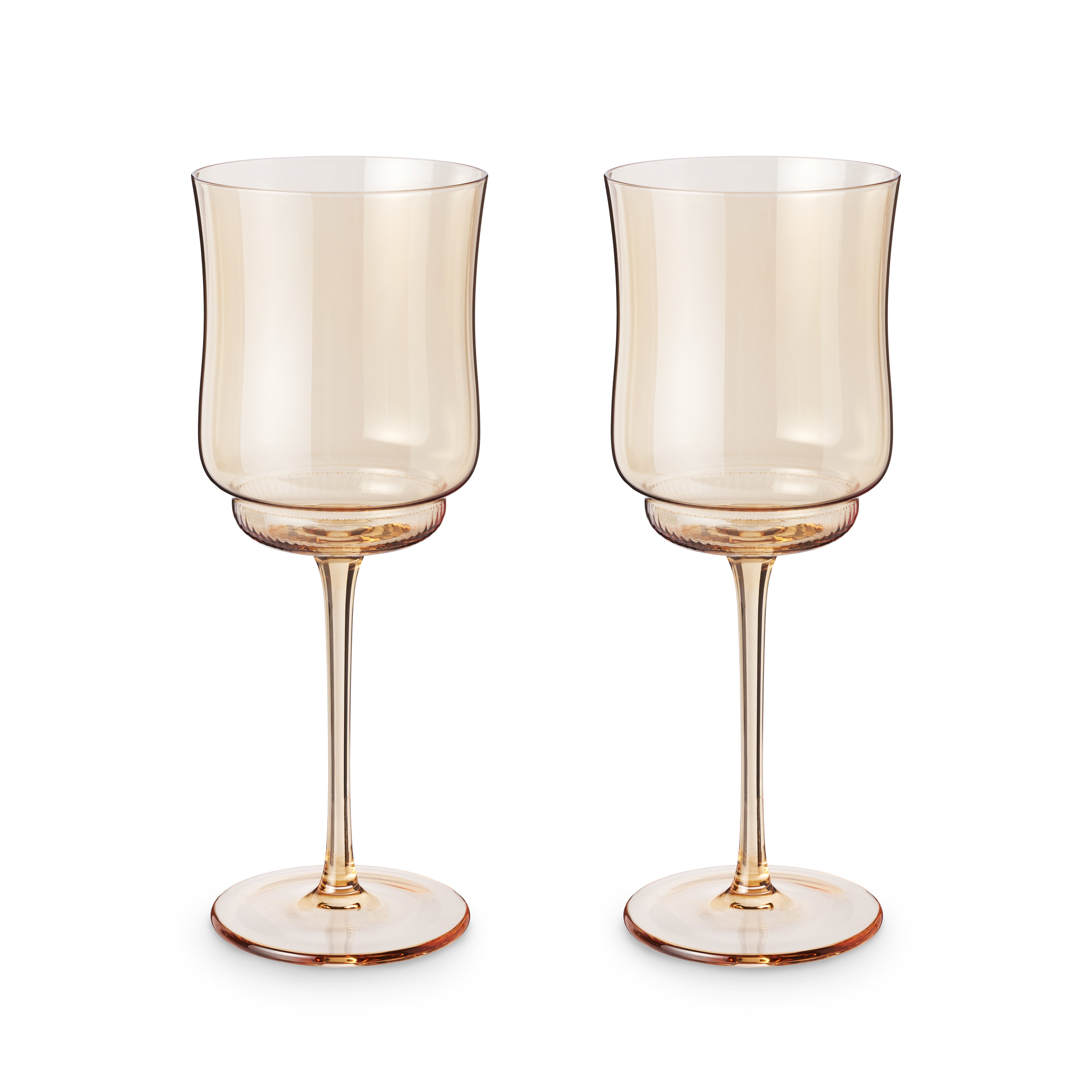 Tulip Stemmed Wine Glasses in Amber