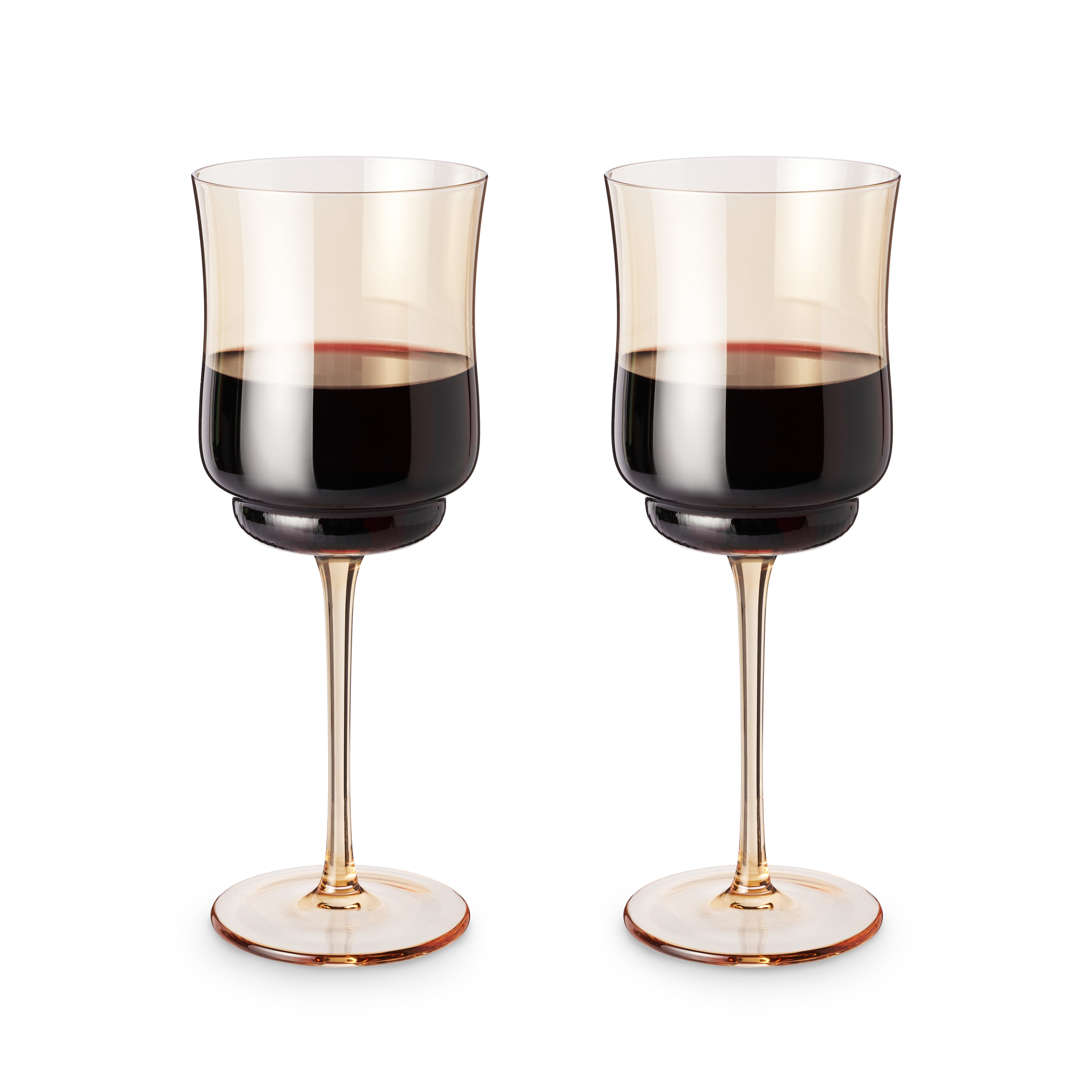 Tulip Stemmed Wine Glasses in Amber - Thumbnail 3