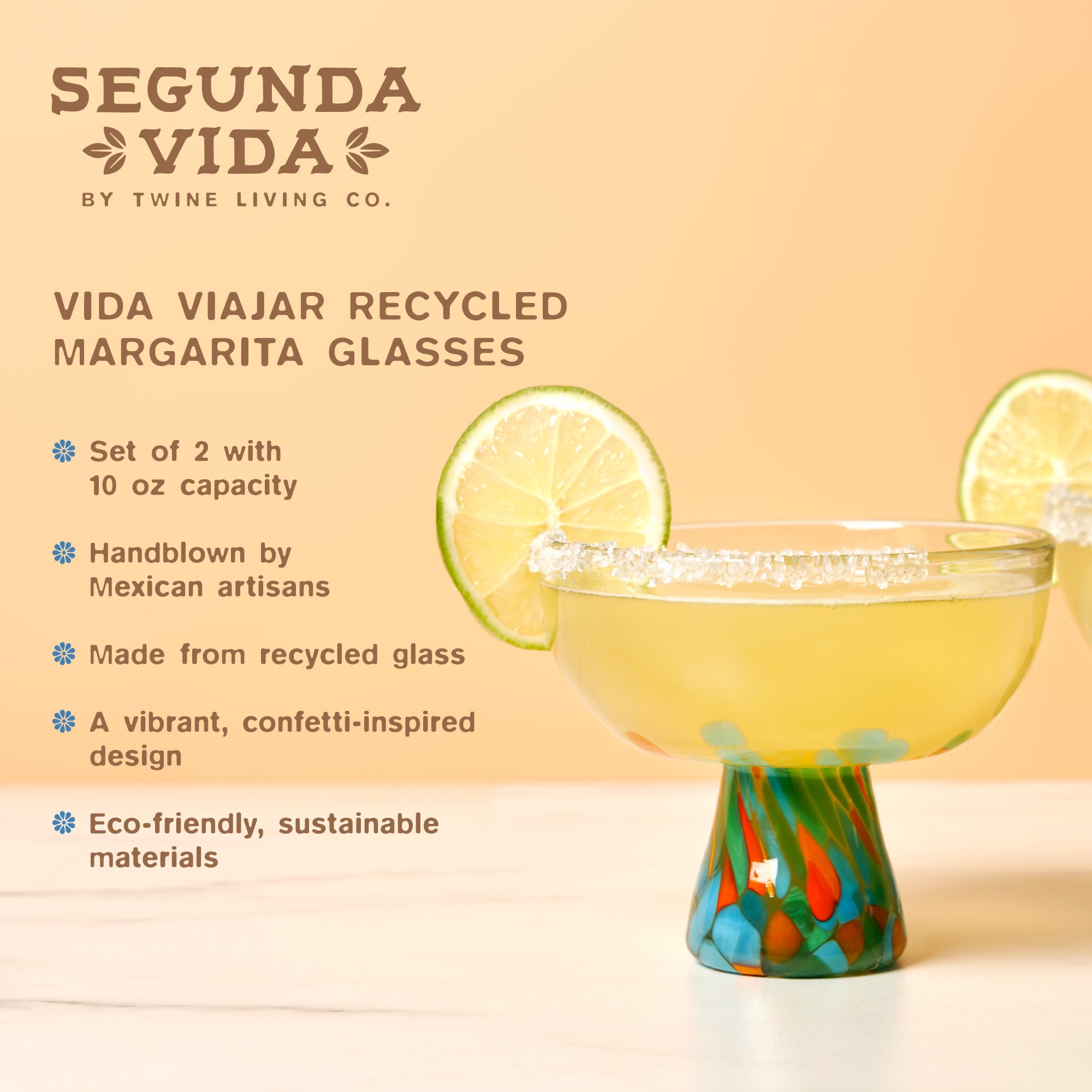 Segunda Vida Viajar Margarita Glasses, Set of 2 - Thumbnail 3