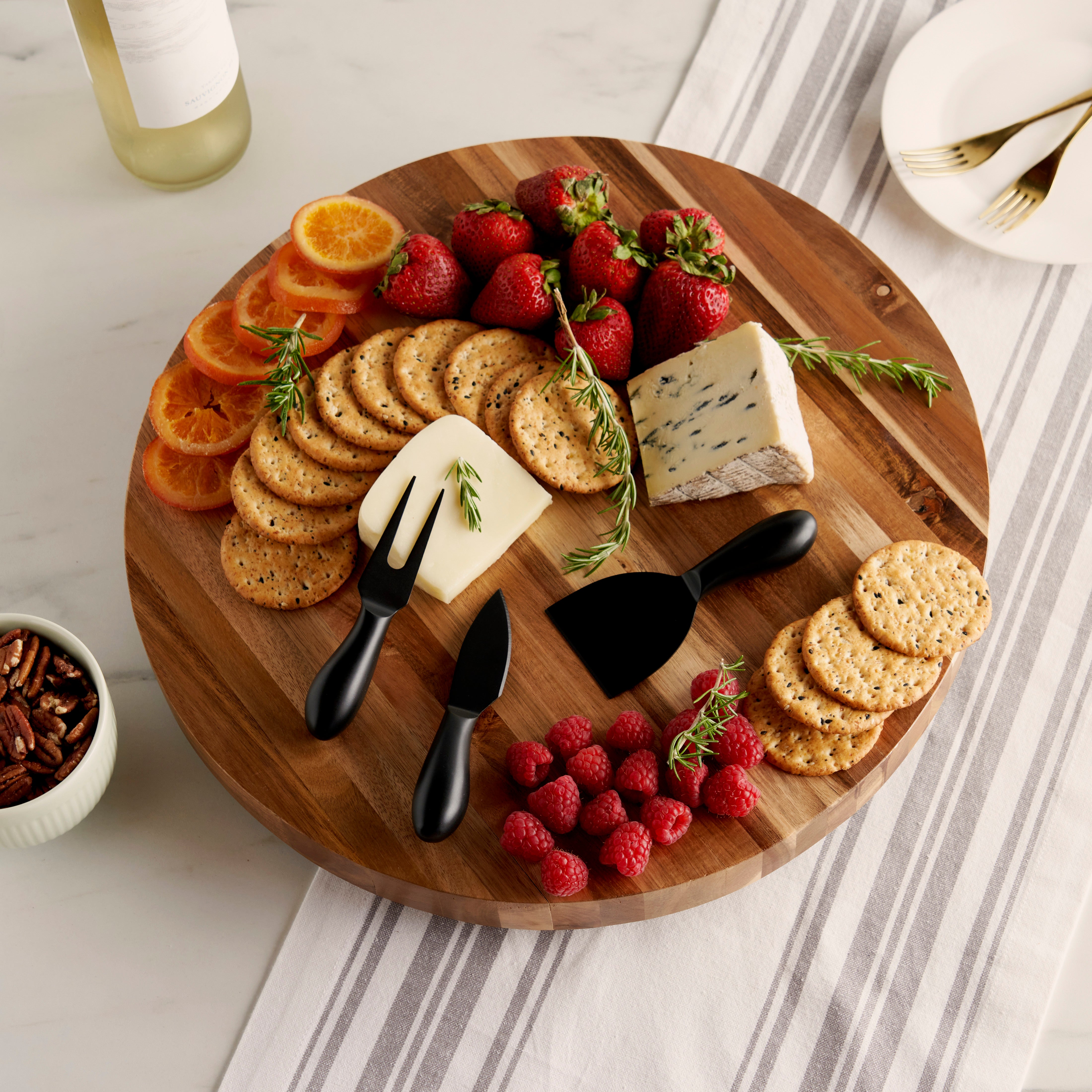 Acacia Footed Cheese Board & Knife Set - Thumbnail 4