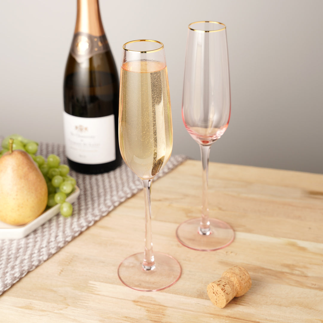 Rose Gold Champagne Wedding Flutes, Wedding Glasses, Rose Gold Toasting Flutes, Rose Gold Champagne Glasses, Champagne Flutes - View #2