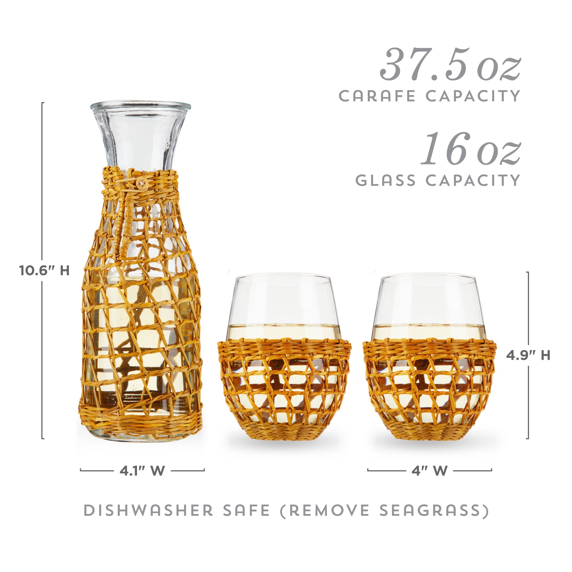 Island Carafe & Stemless Wine Glass Set - Thumbnail 4