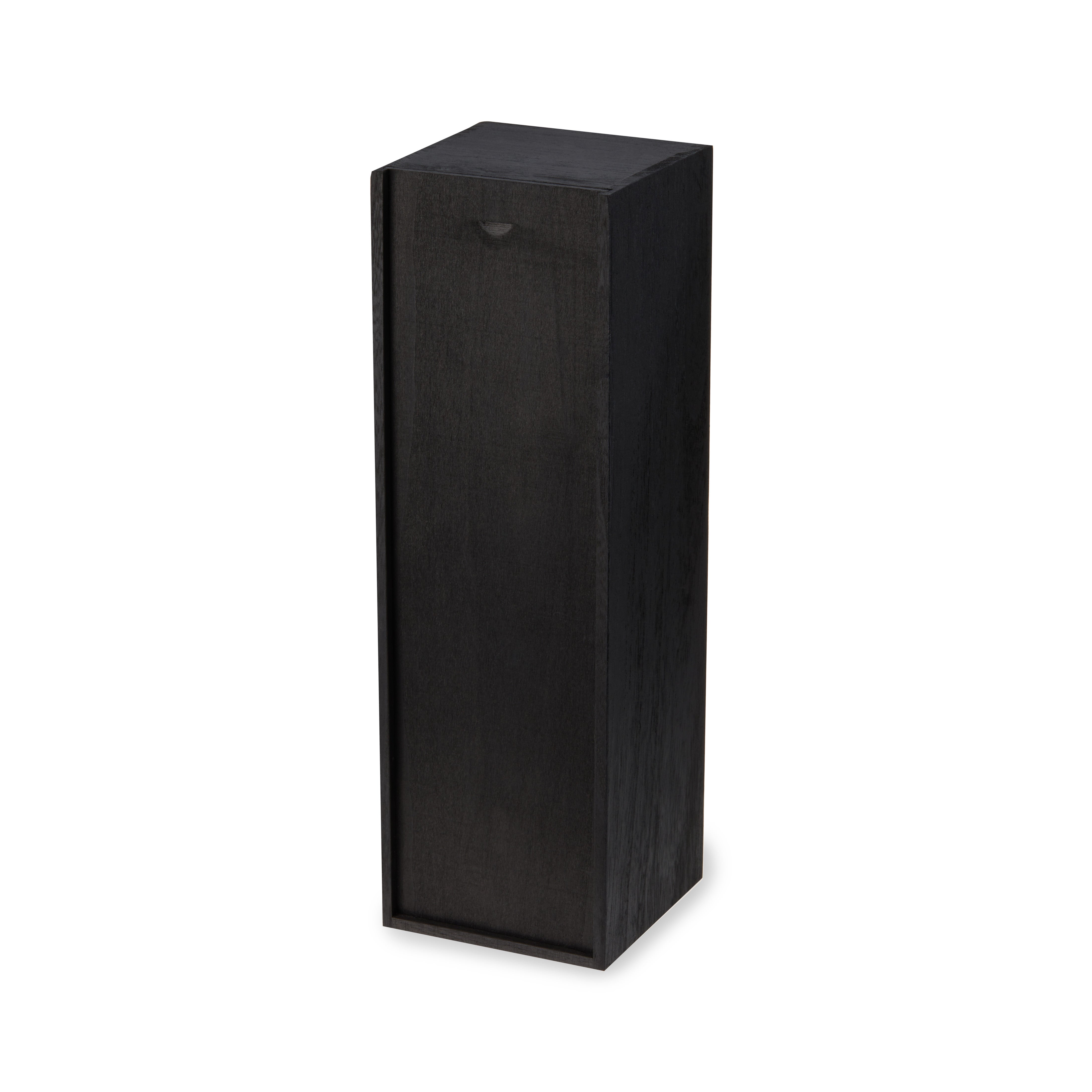 Black 1-Bottle Wooden Wine Box - Thumbnail 2