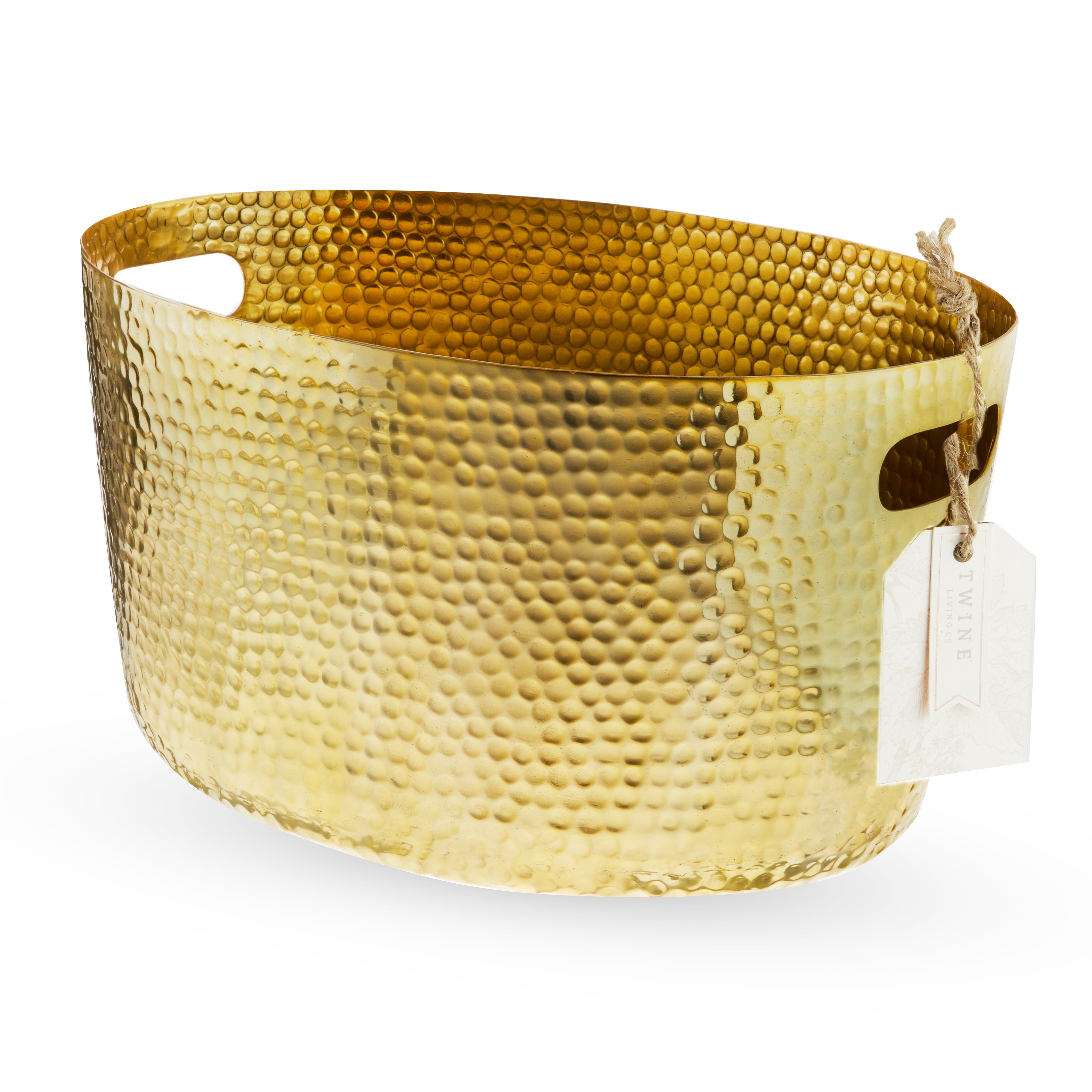 Hammered Metal Tub in Gold - Thumbnail 2