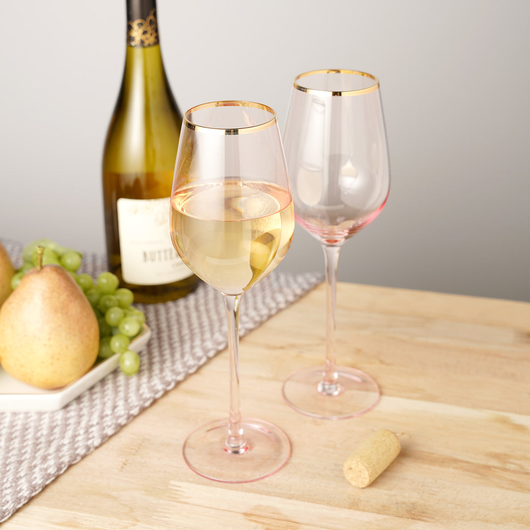 Twine Rose Crystal White Wine Glass Set