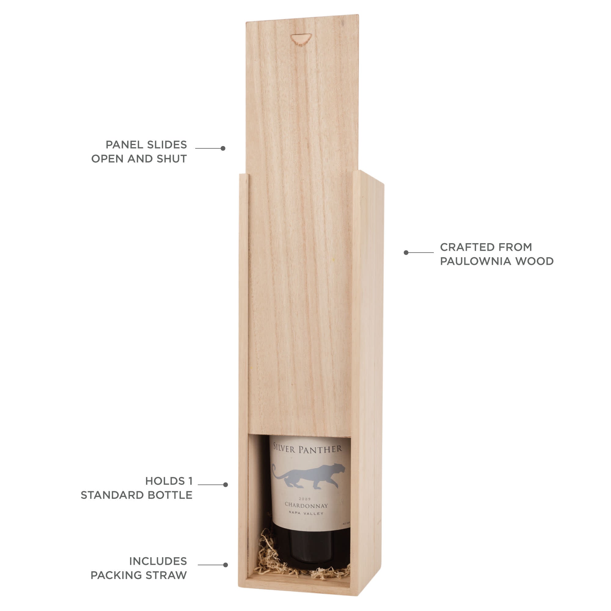 1-Bottle Wood Wine Box - Thumbnail 3