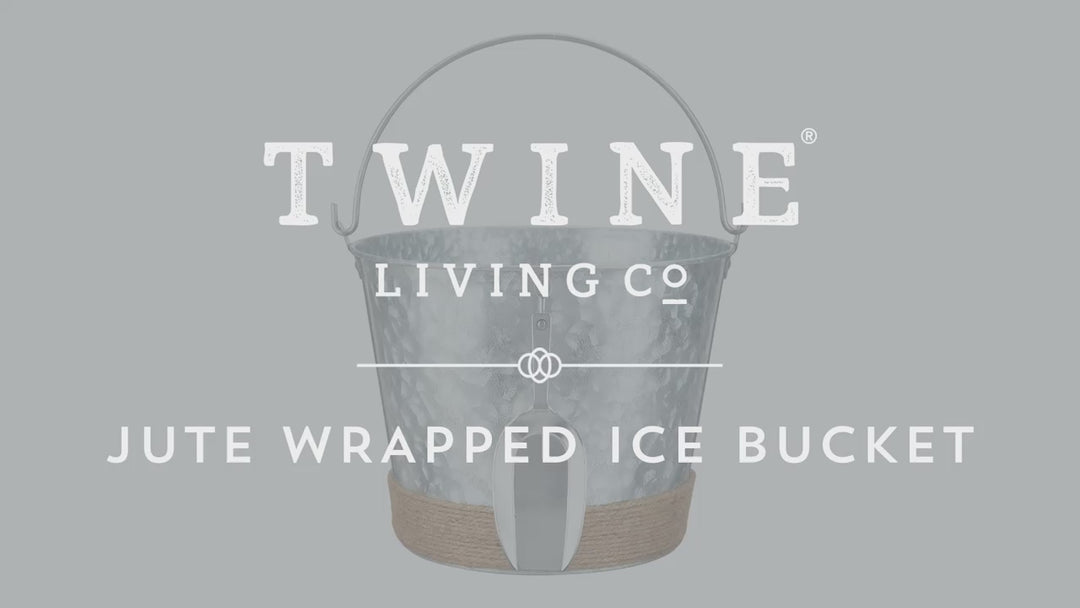 Jute-Wrapped Galvanized Ice Bucket
