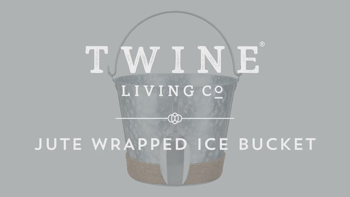 Jute-Wrapped Galvanized Ice Bucket