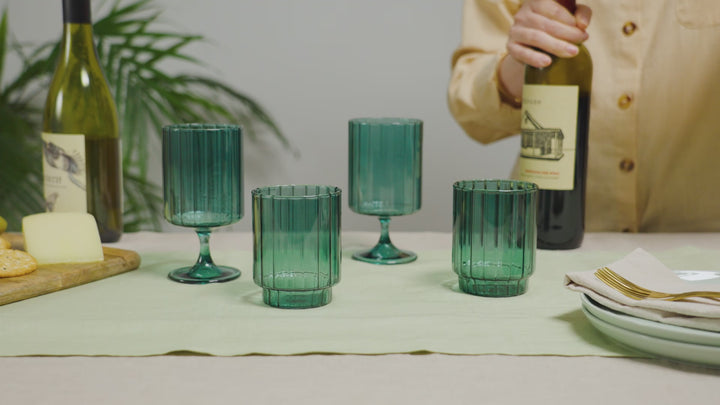 Malachite Stemmed Optic Tumblers, Set of 2