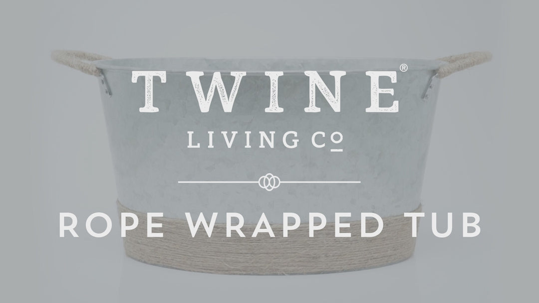 Jute Rope Wrapped Galvanized Tub