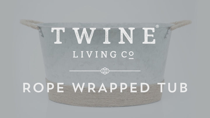 Jute Rope Wrapped Galvanized Tub