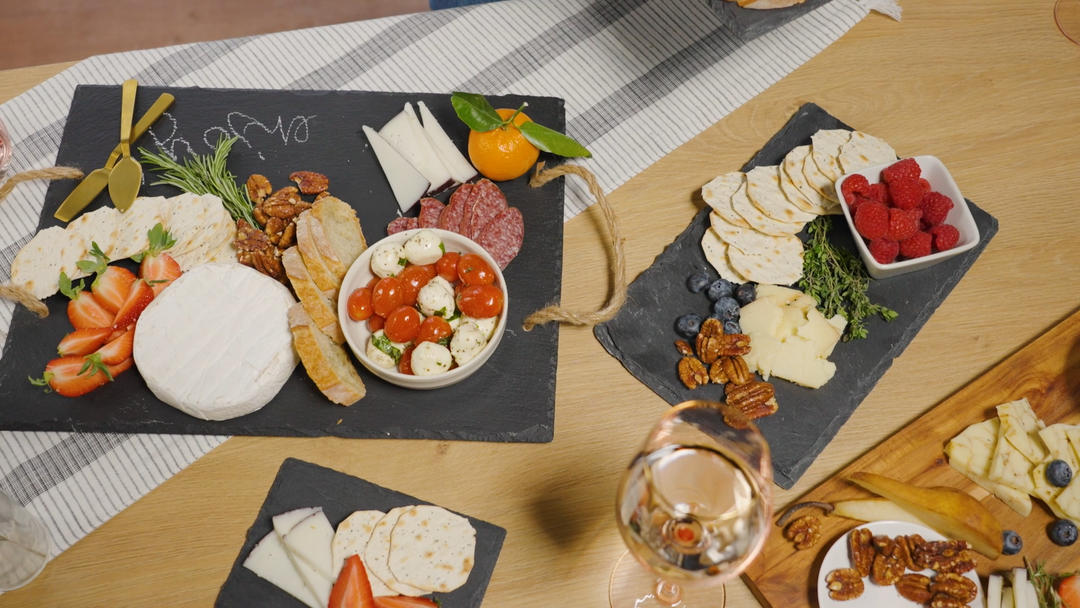 Twine Slate Cheese Board and Chalk Set, Natural Slate with Velvet