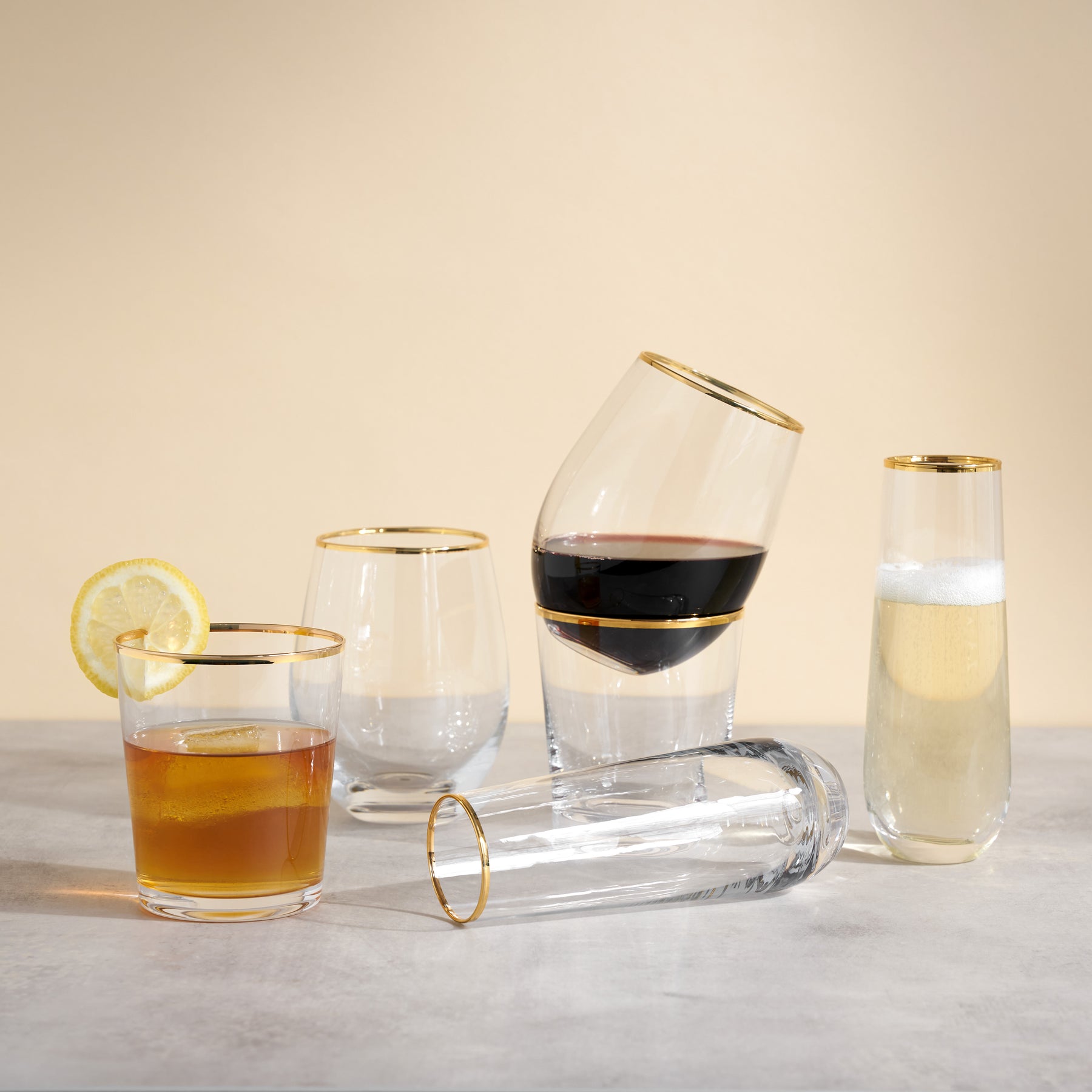 Kitchen Lux Gold-Dipped Stemless Wine Glass, Drinking Glasses