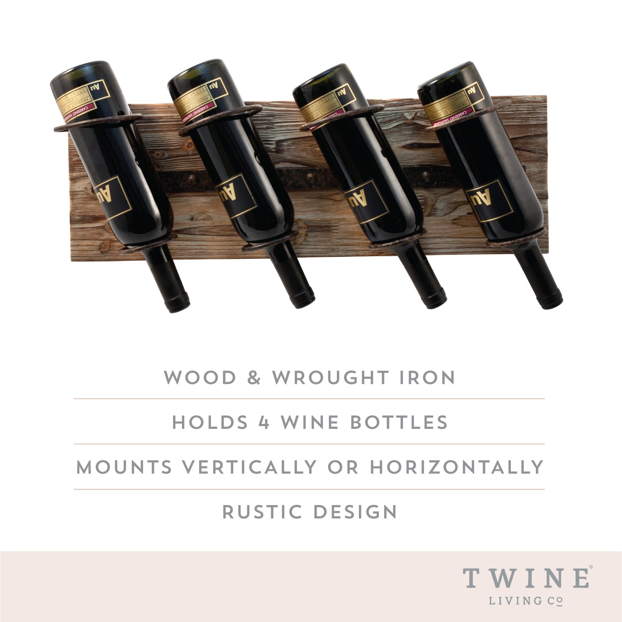 Metal and Wood Wine Rack - Thumbnail 3