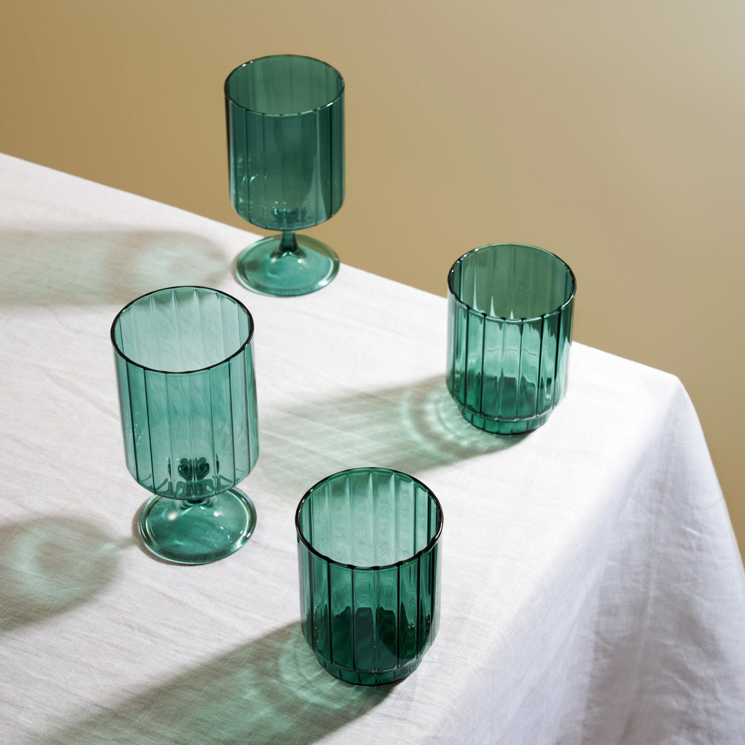 Twine Malachite Optic Glass Tumblers, Stackable Drinking Glasses