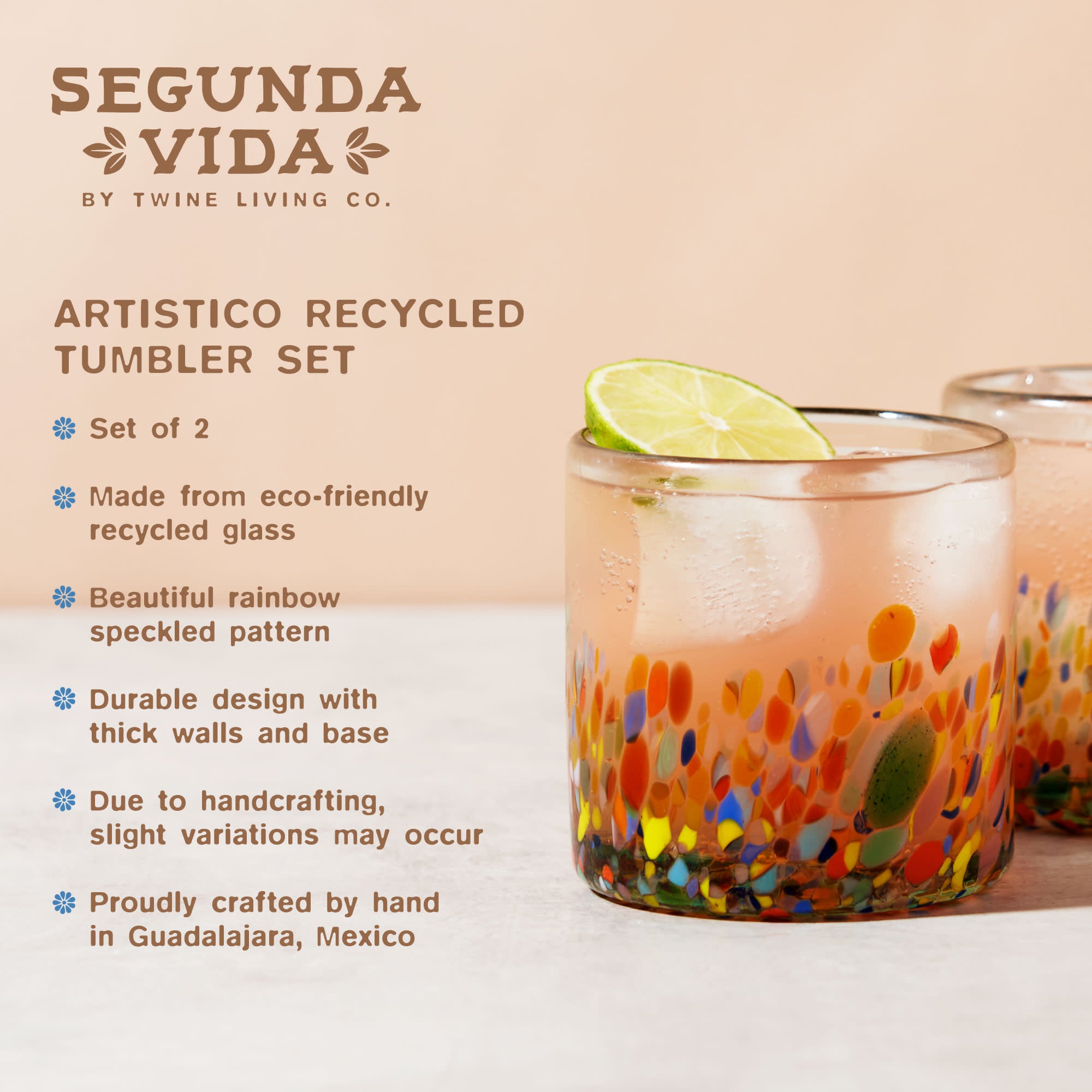 Twine Segunda Vida Artistico 100% Recycled Glassware Tumblers