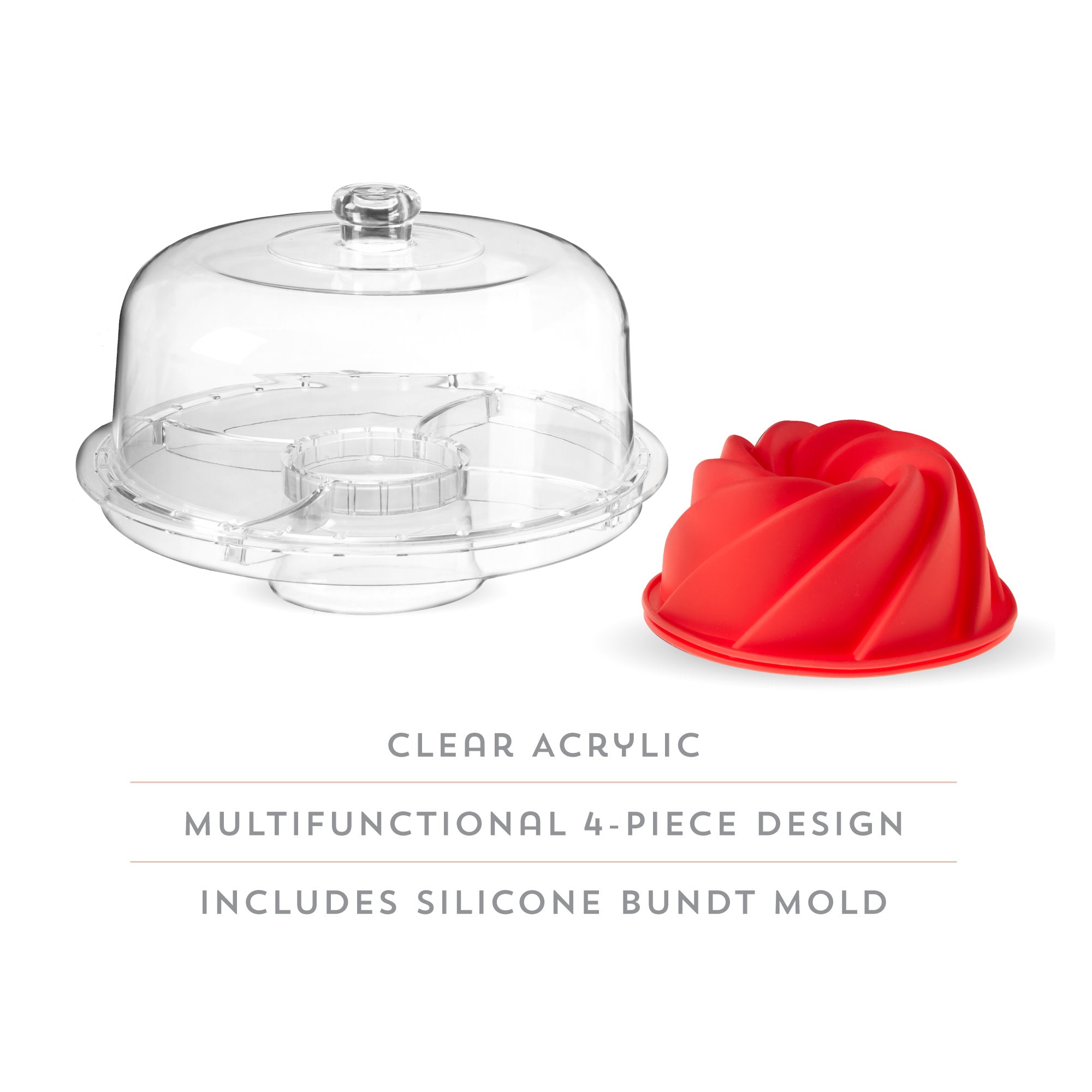 Multi-Functional Acrylic Server with Bundt Cake Mold - Thumbnail 3