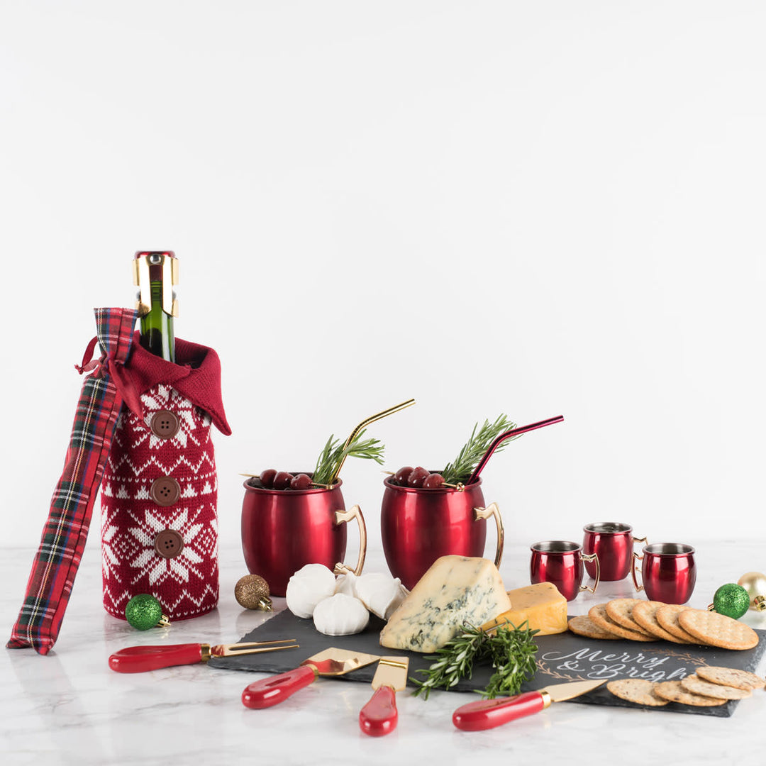 Twine Wool Holiday Wine Bottle Sweater in Nordic Snowflake Pattern