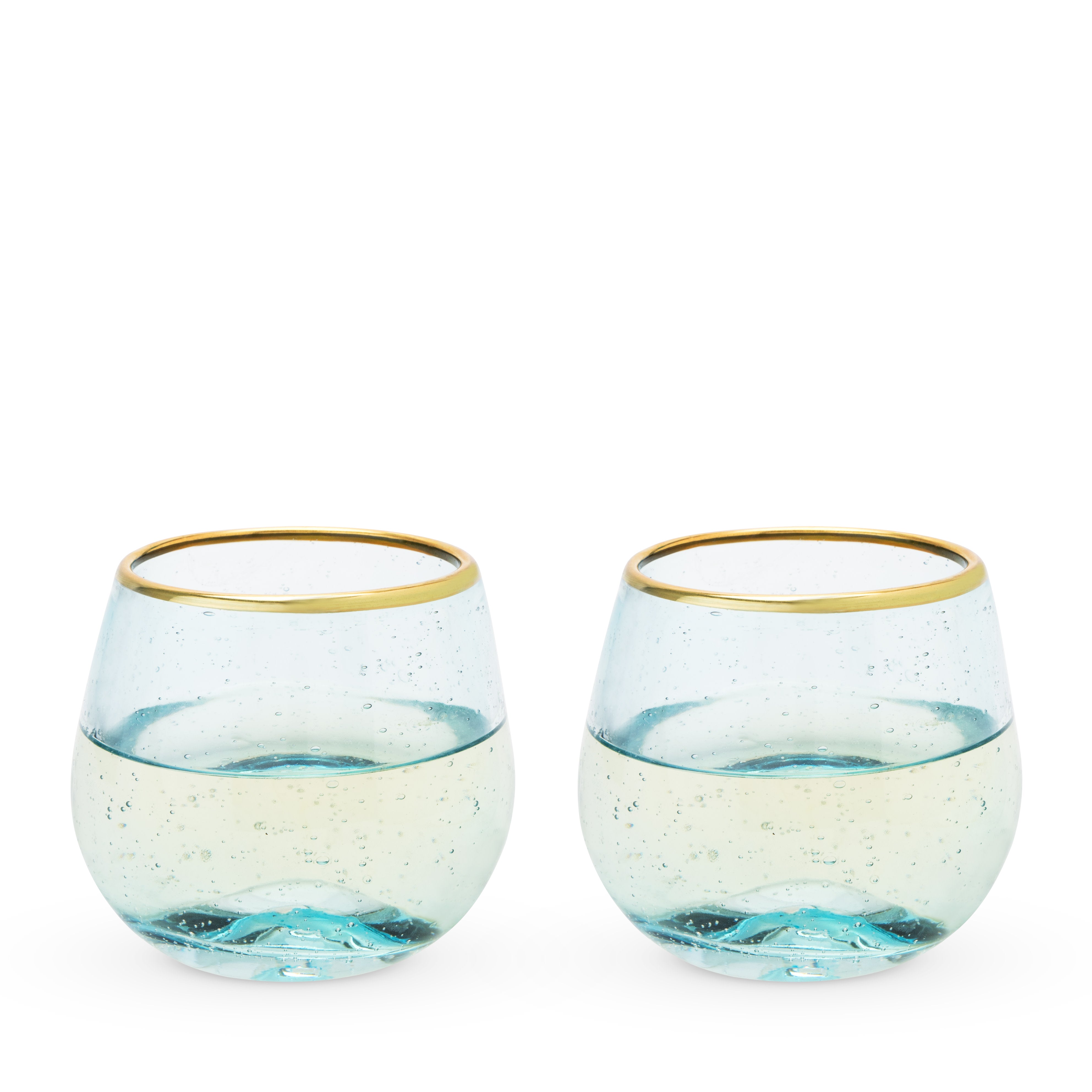 Twine Living Aqua Bubble Stemless Wine Glass