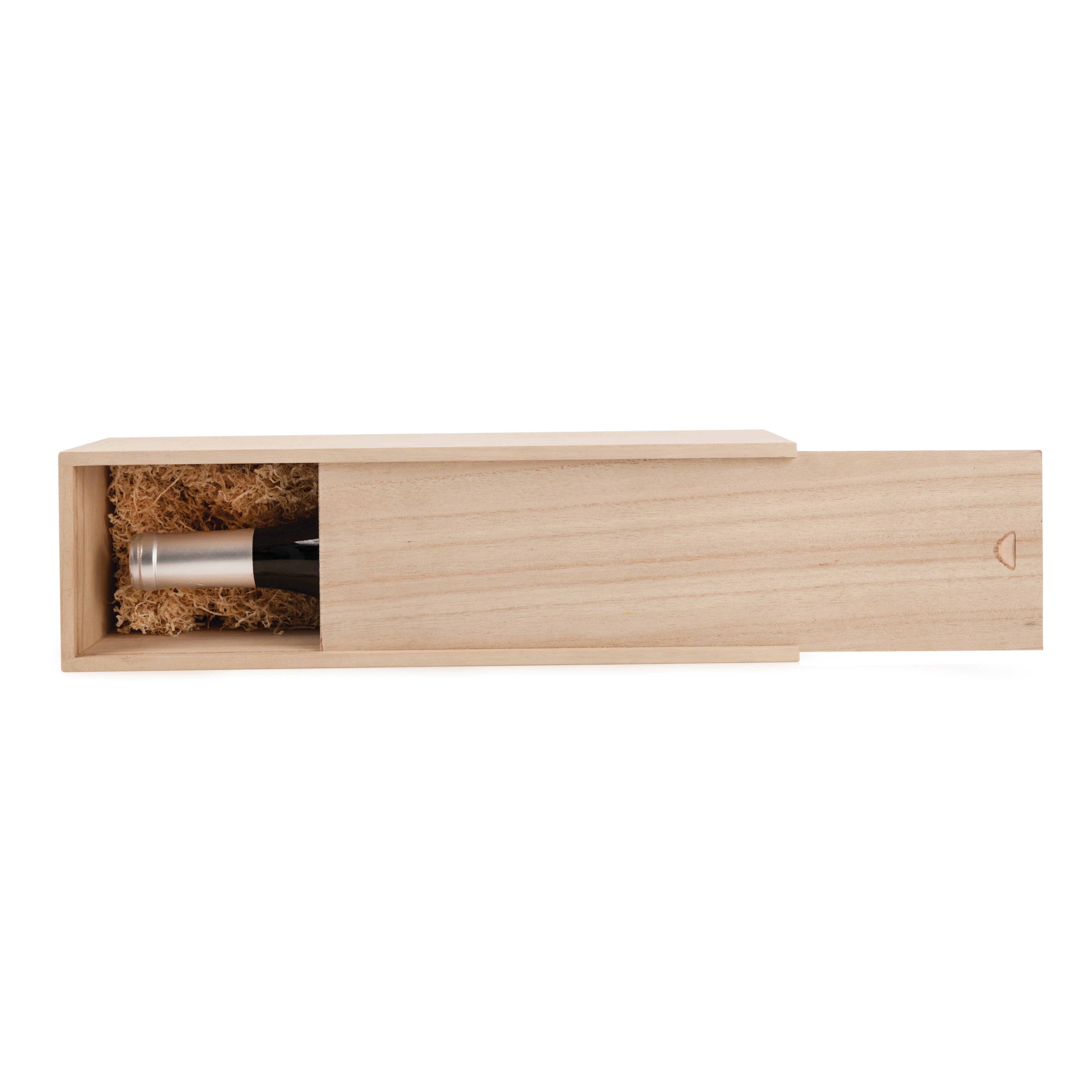 1-Bottle Wood Wine Box - Thumbnail 2