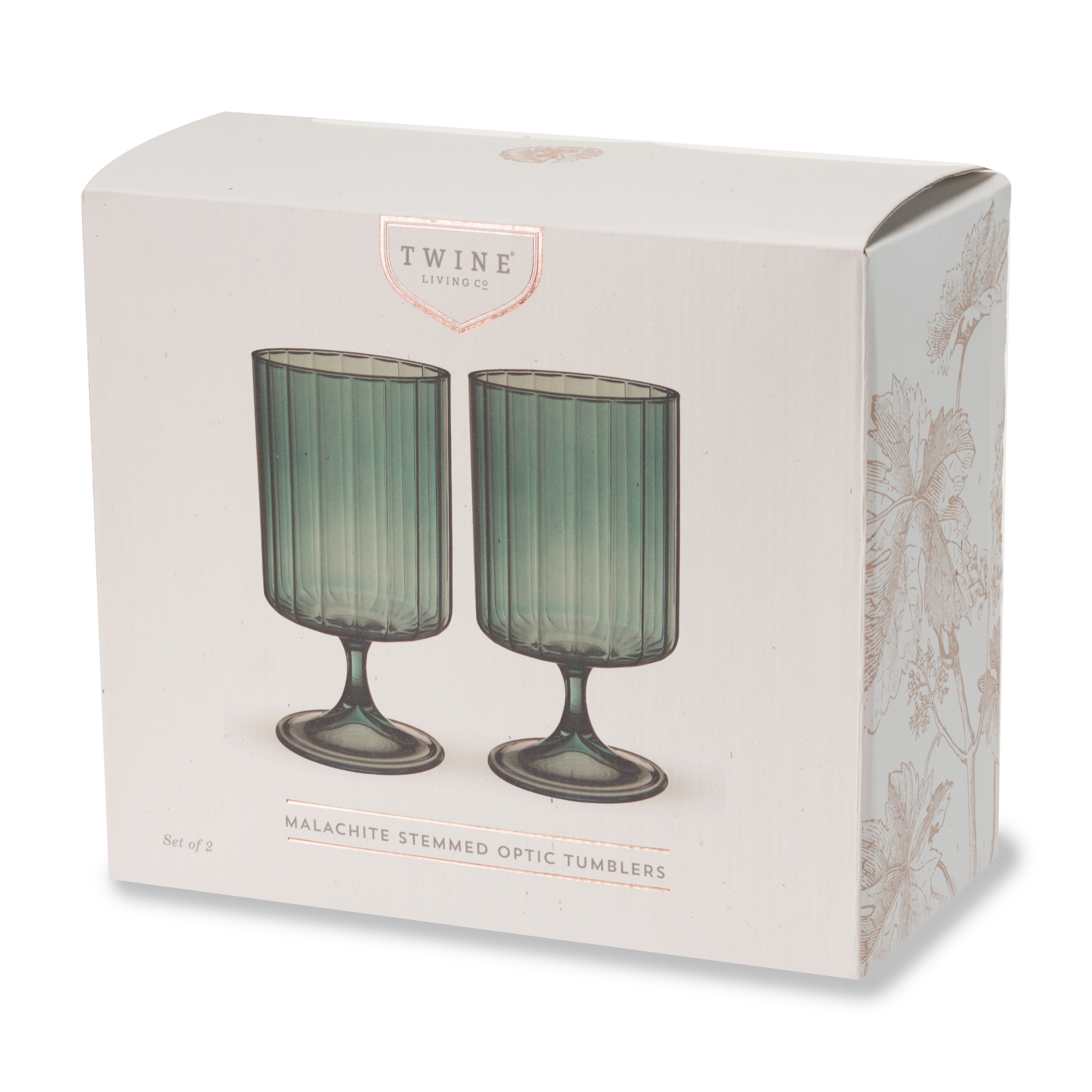 Malachite Stemmed Optic Tumblers, Set of 2 - Thumbnail 3